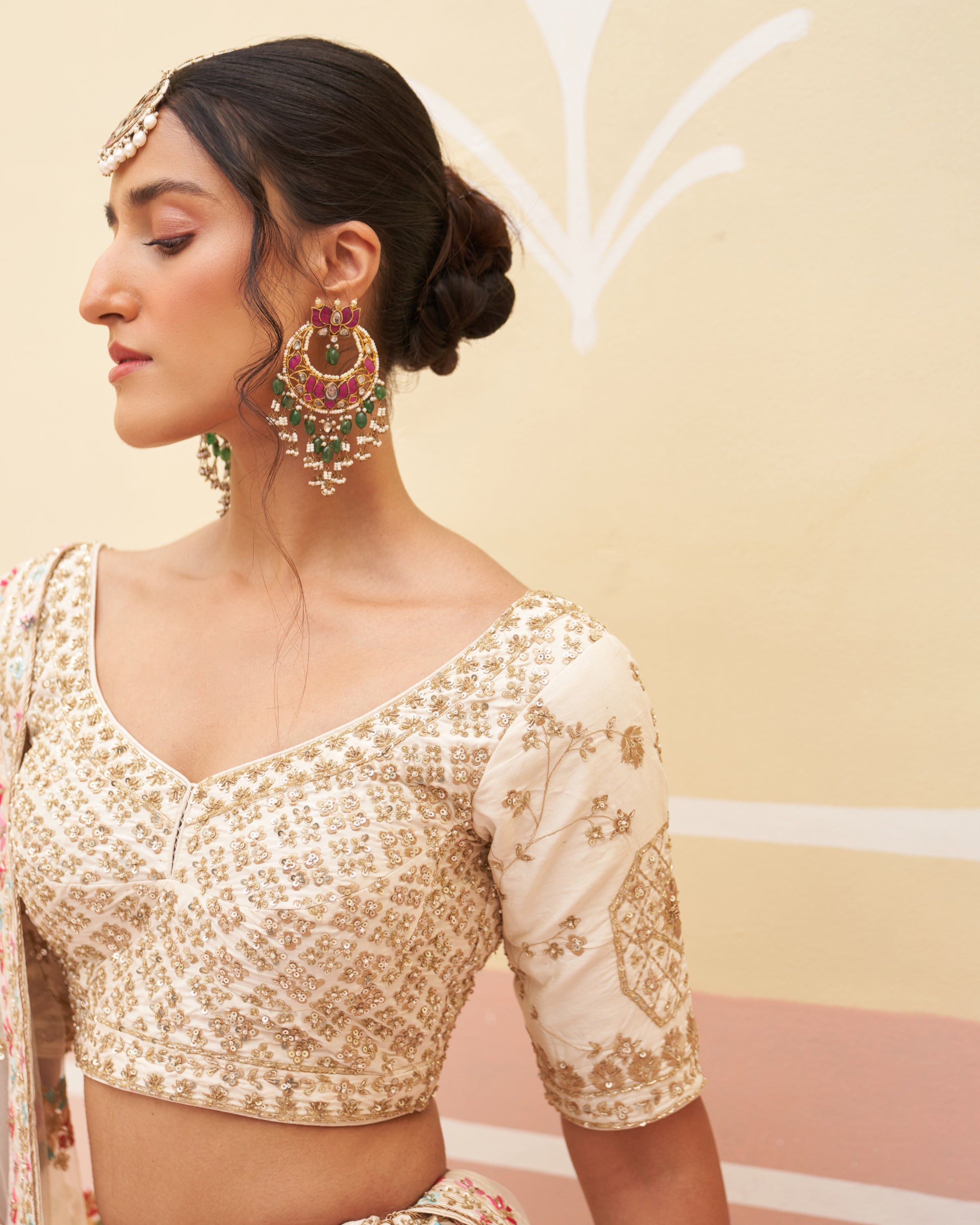 Salma Ivory Raw Silk Lehenga Set