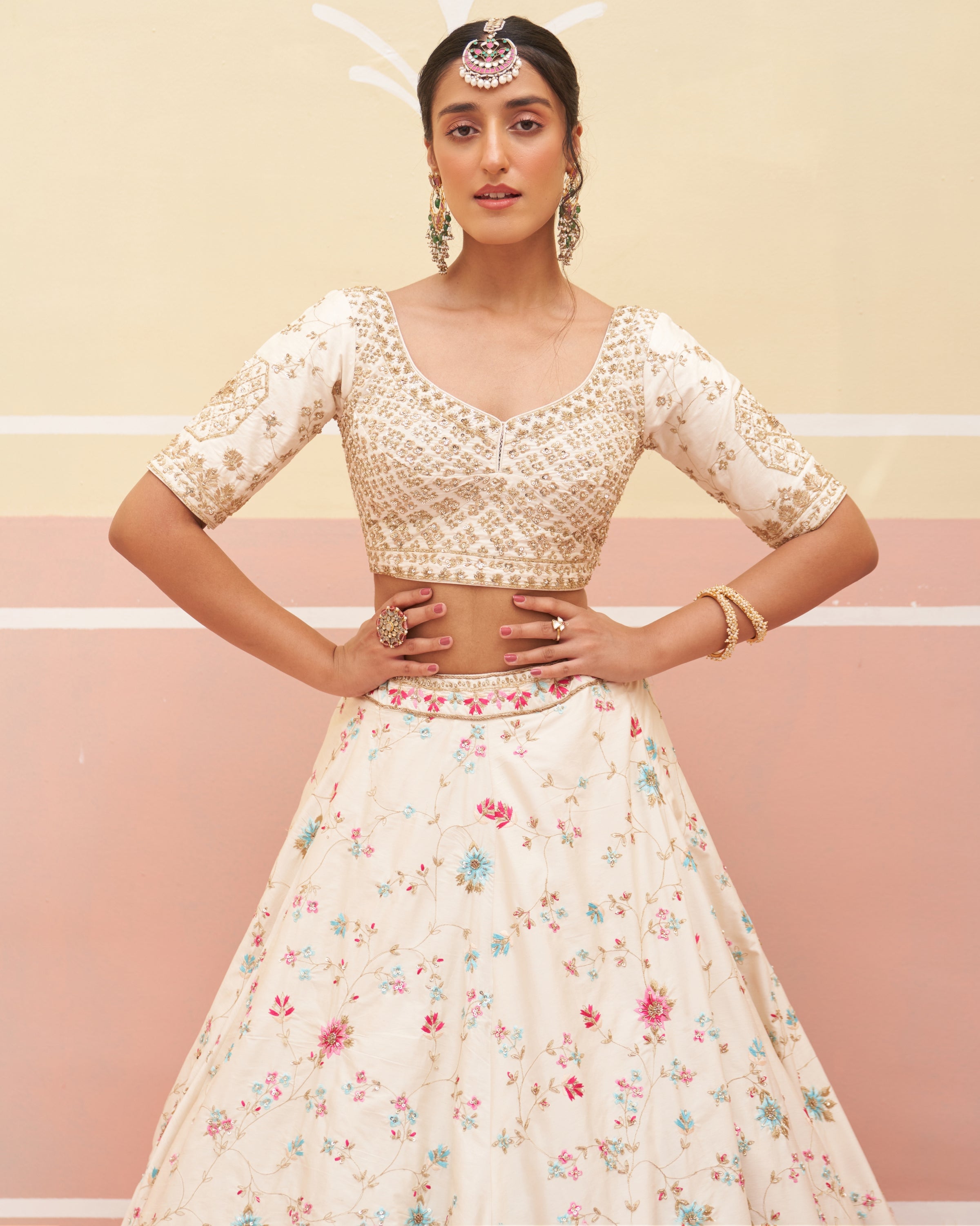 Salma Ivory Raw Silk Lehenga Set