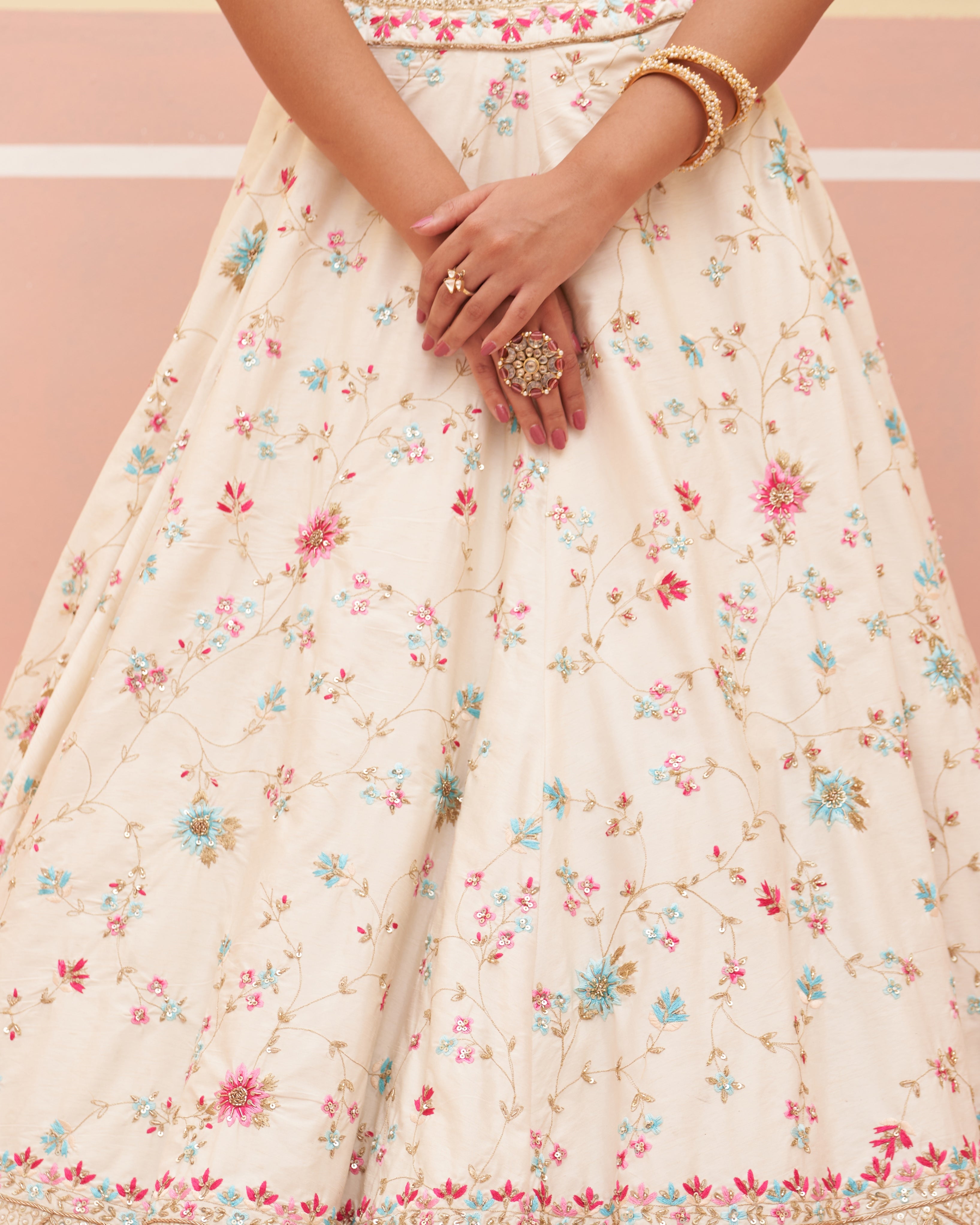 Salma Ivory Raw Silk Lehenga Set