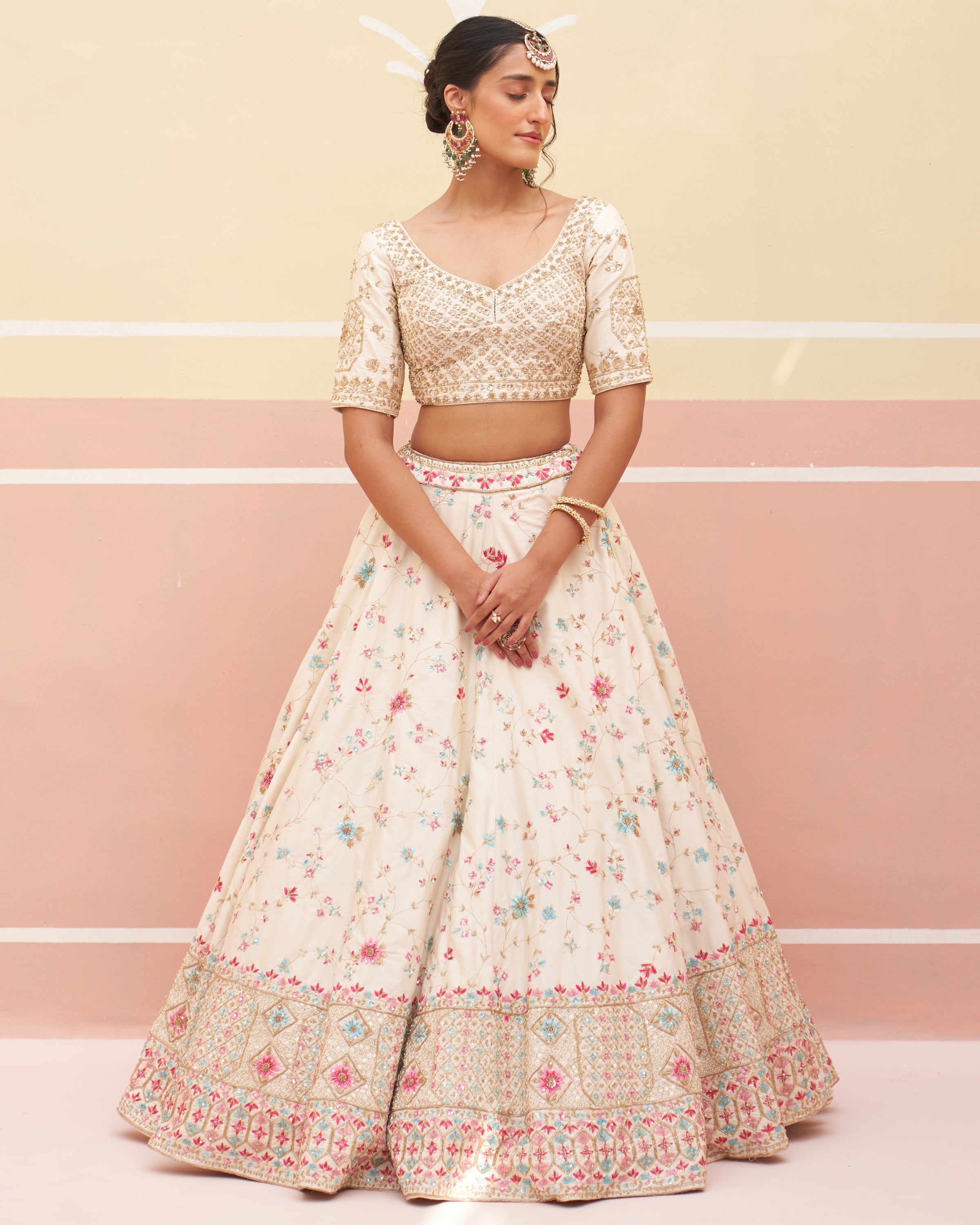 Salma Ivory Raw Silk Lehenga Set