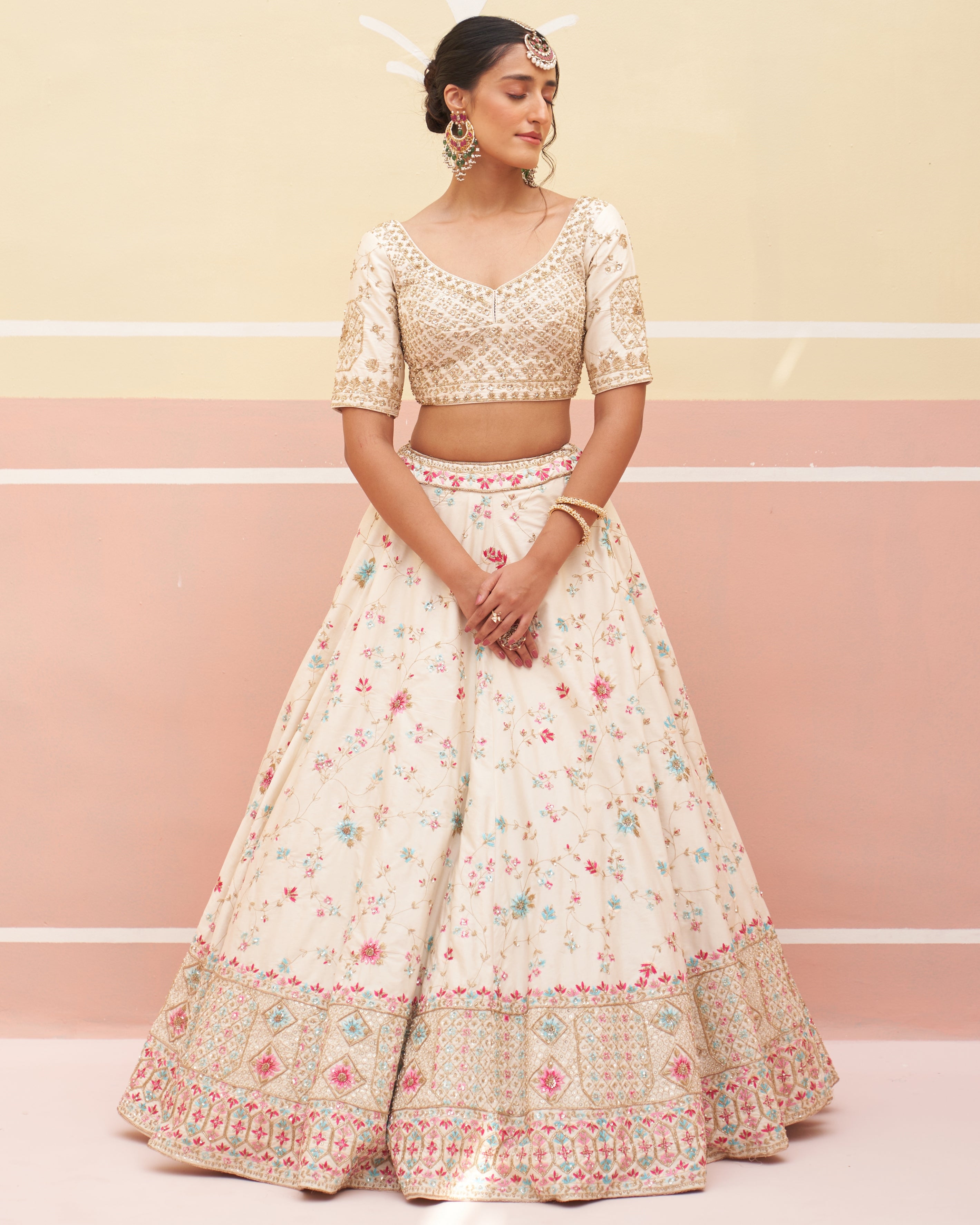 Salma Ivory Raw Silk Lehenga Set