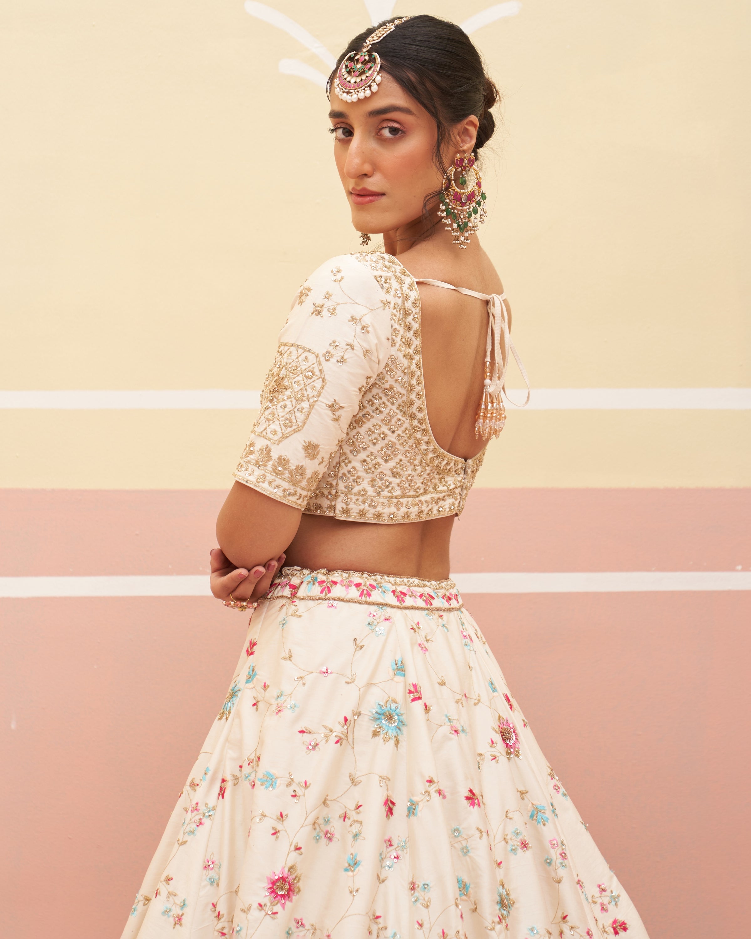 Salma Ivory Raw Silk Lehenga Set