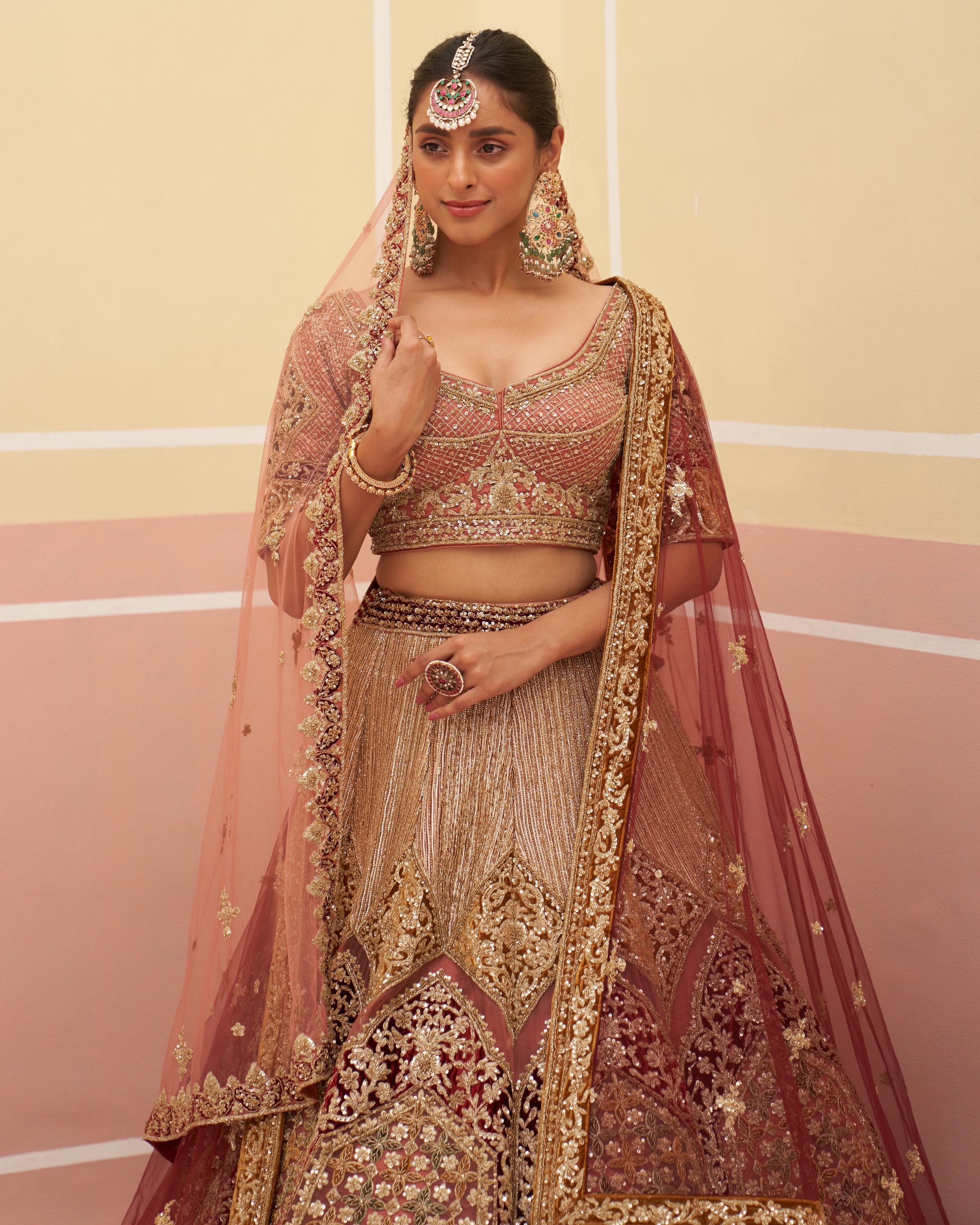 Onion Pink Organza Lehenga Set