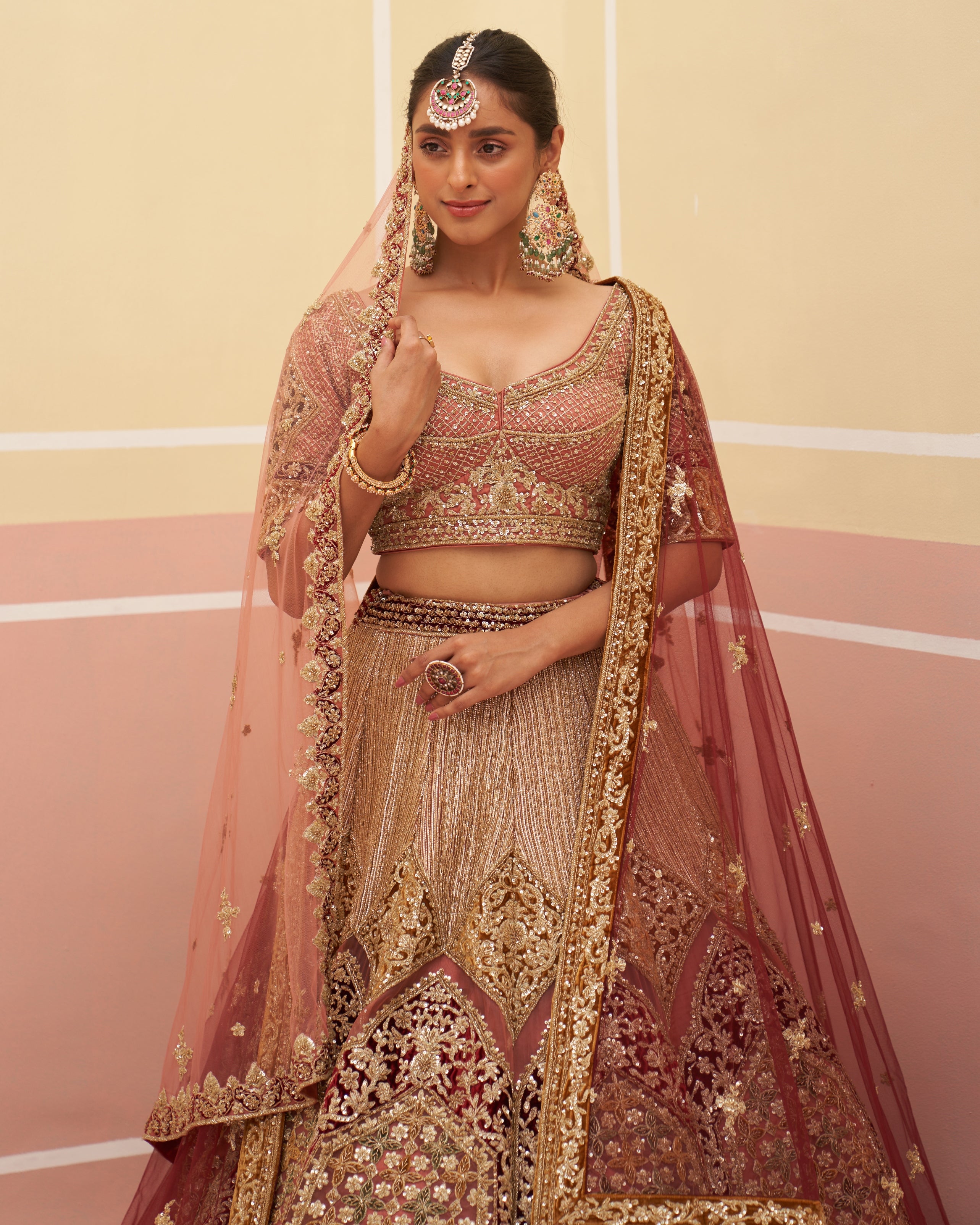 Onion Pink Organza Lehenga Set