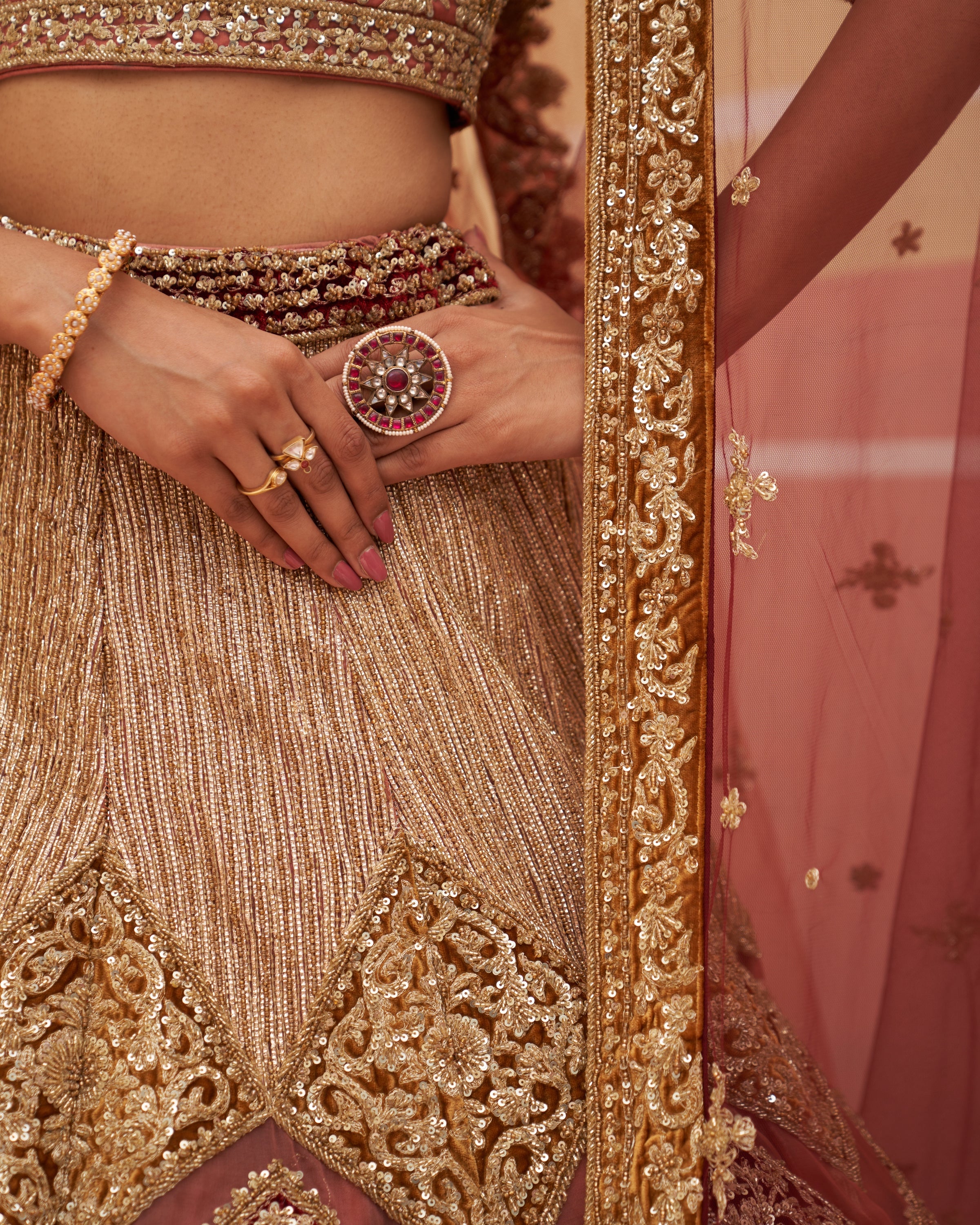 Onion Pink Organza Lehenga Set