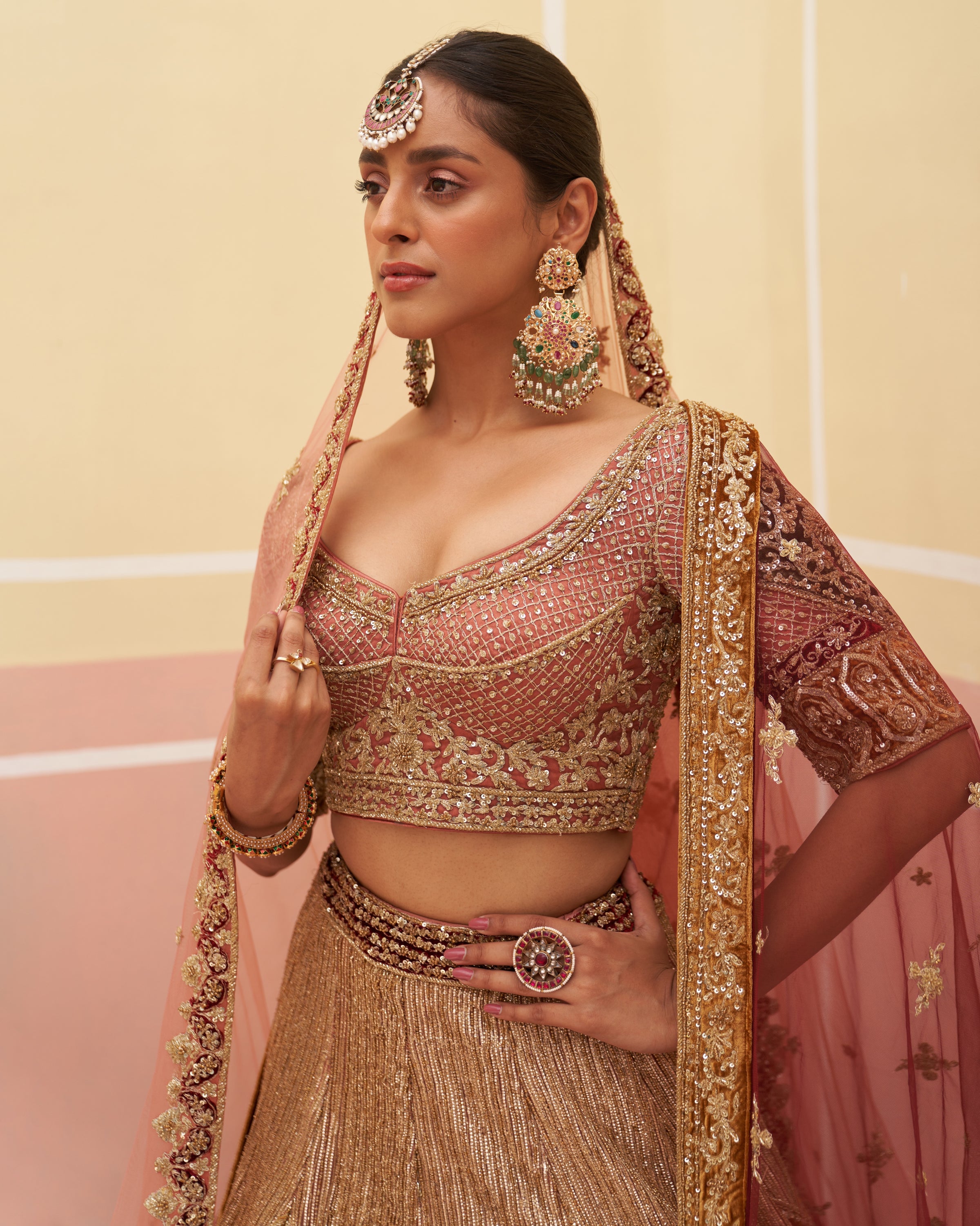 Onion Pink Organza Lehenga Set