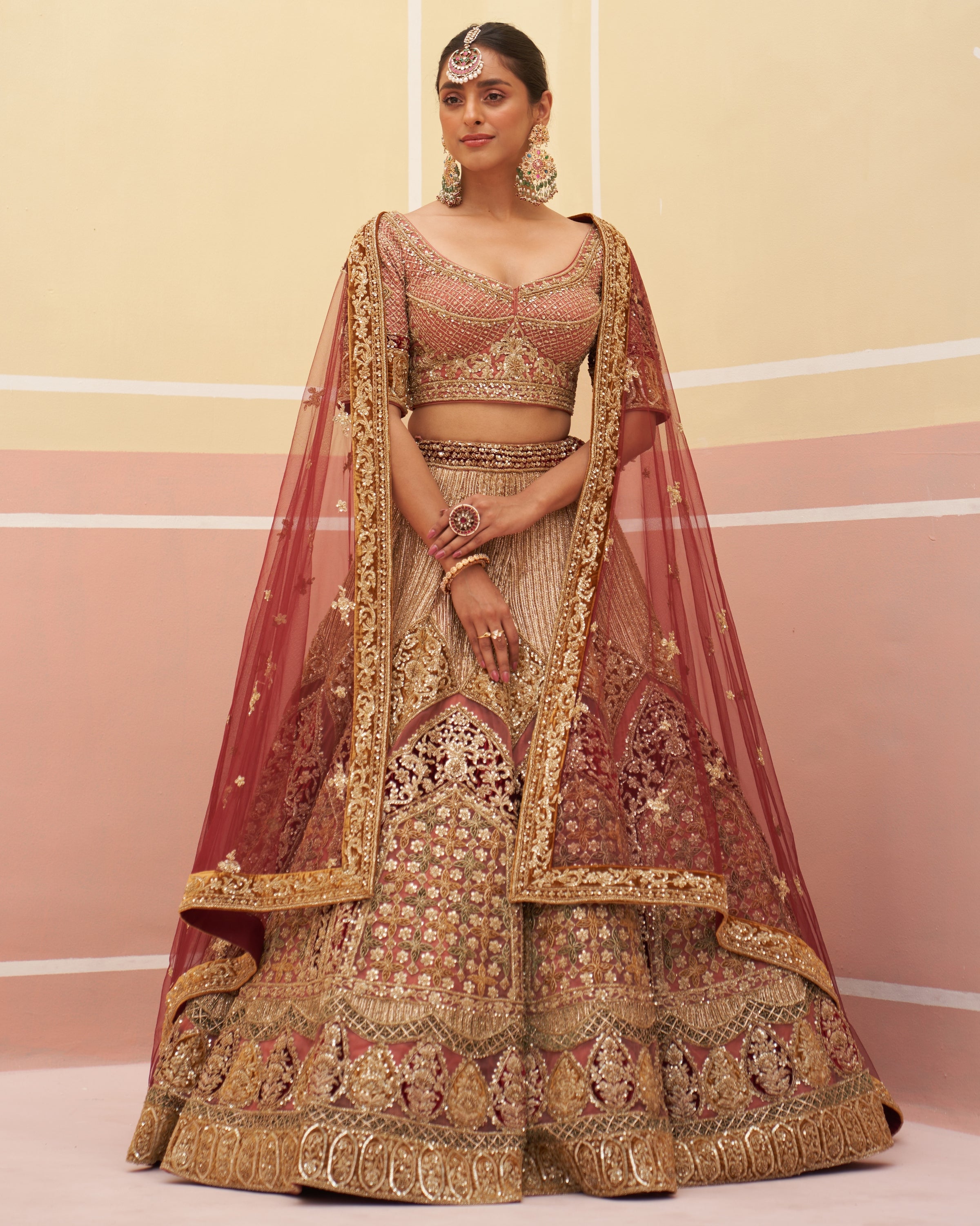 Onion Pink Organza Lehenga Set