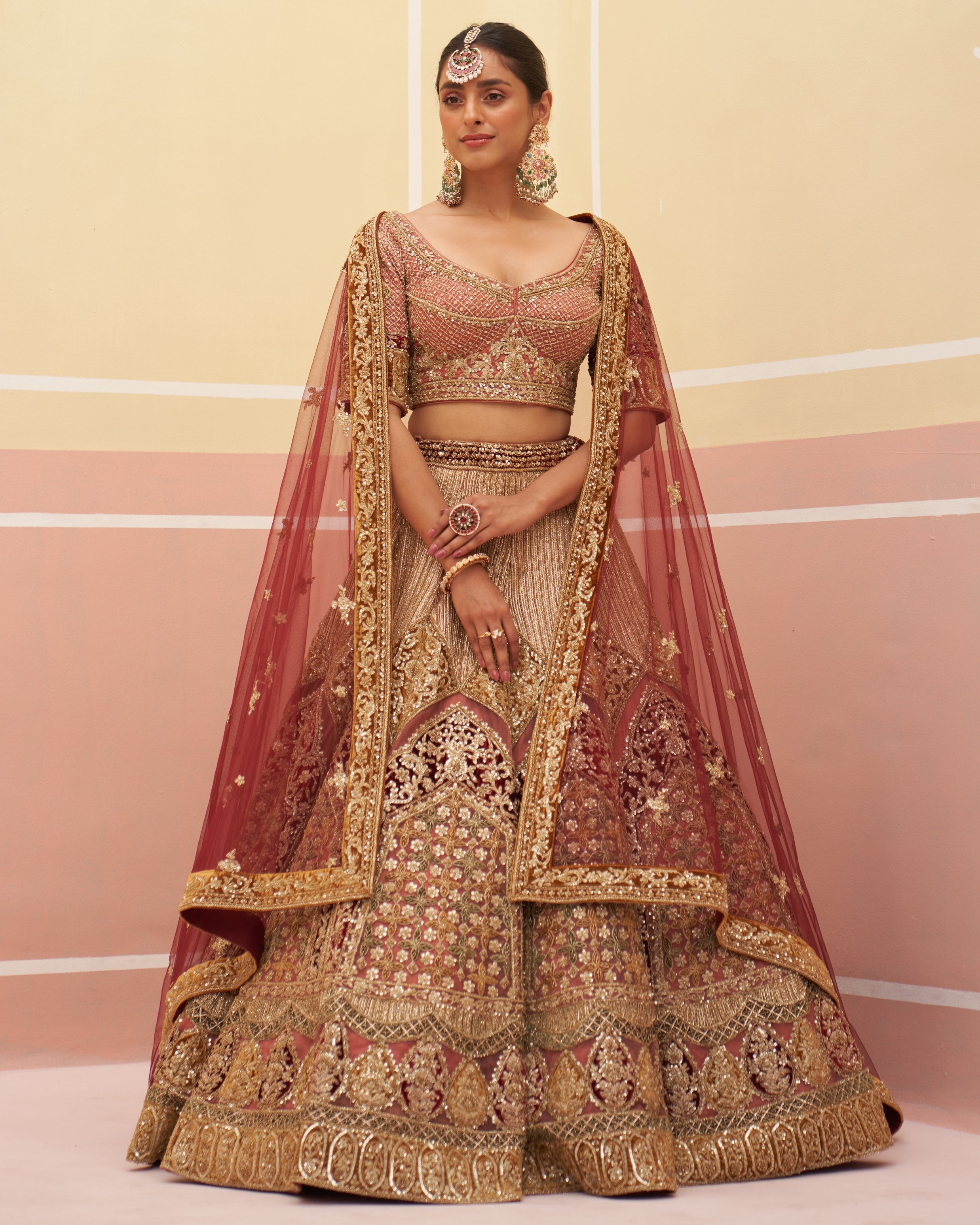 Onion Pink Organza Lehenga Set