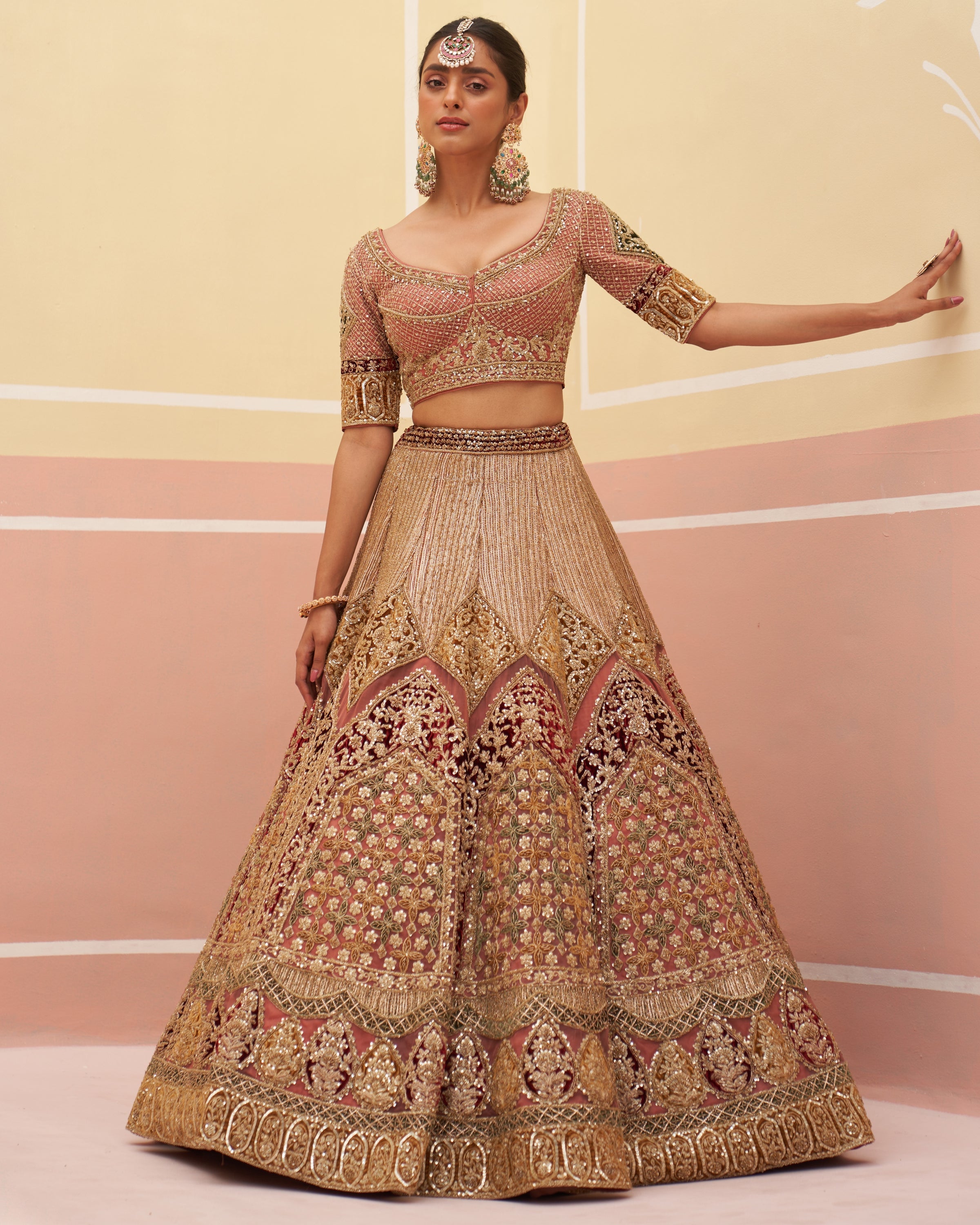 Onion Pink Organza Lehenga Set