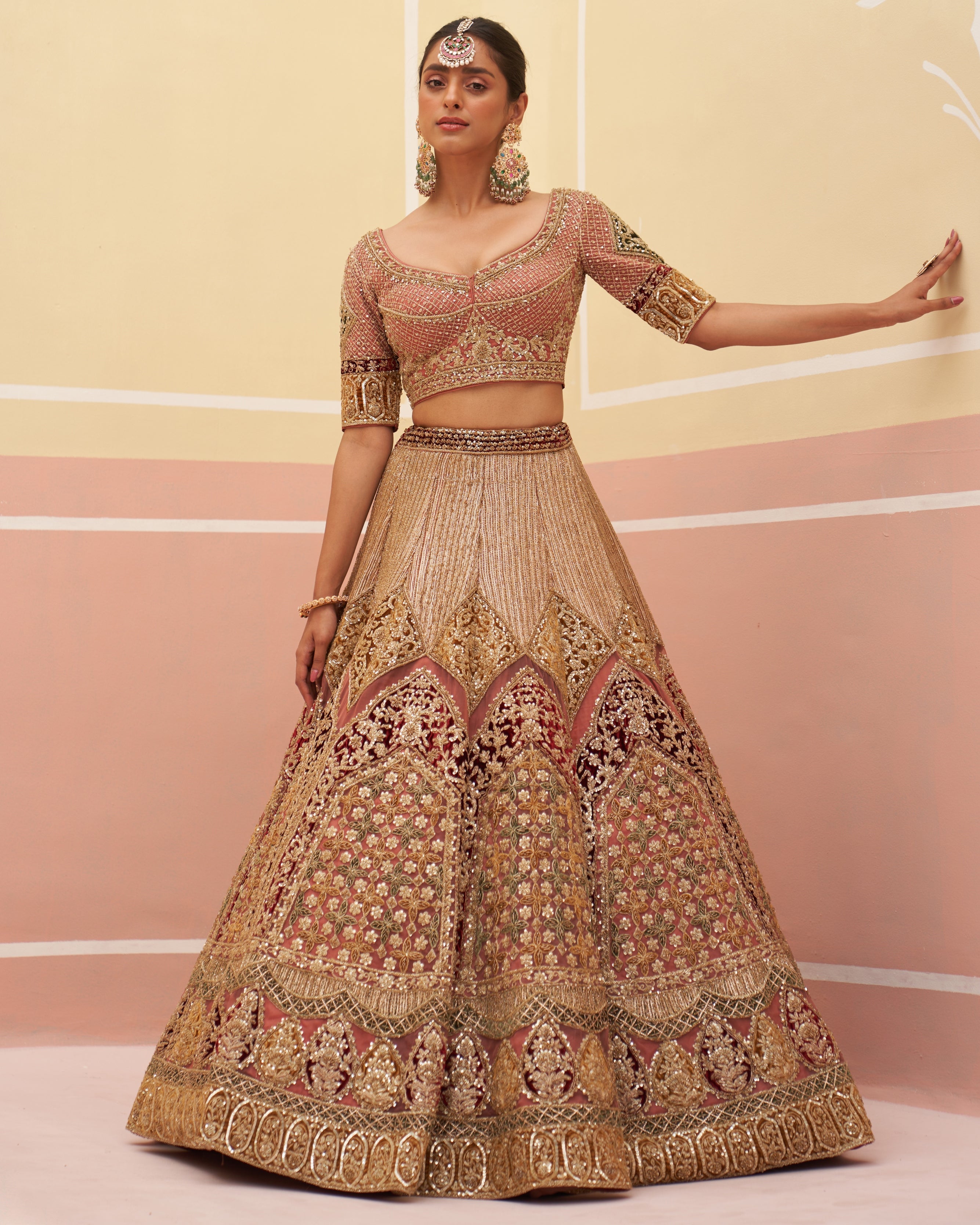 Onion Pink Organza Lehenga Set