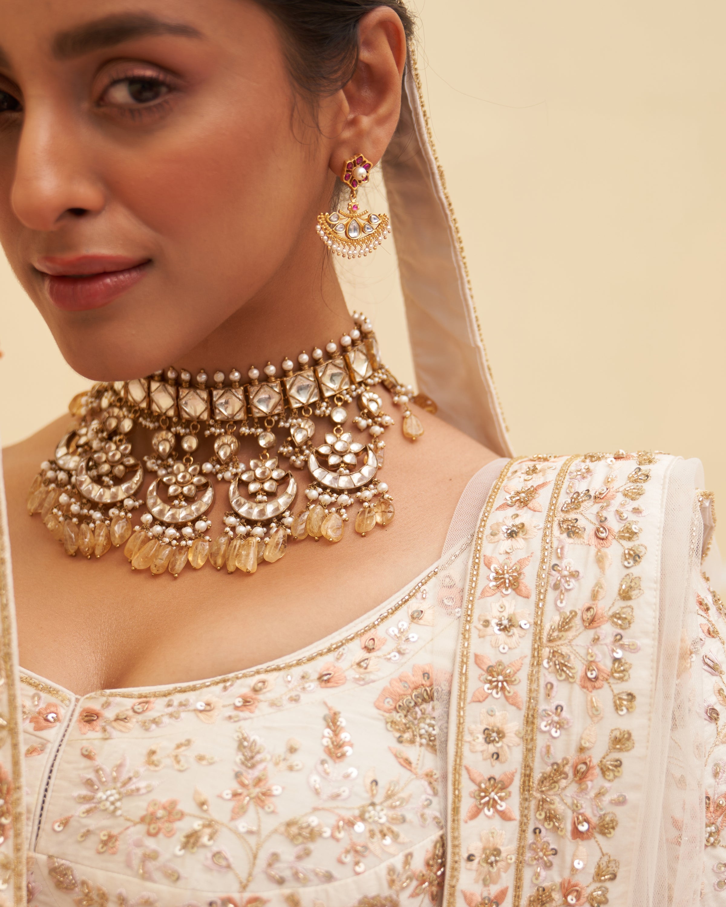 Rania Ivory Raw Silk Lehenga Set