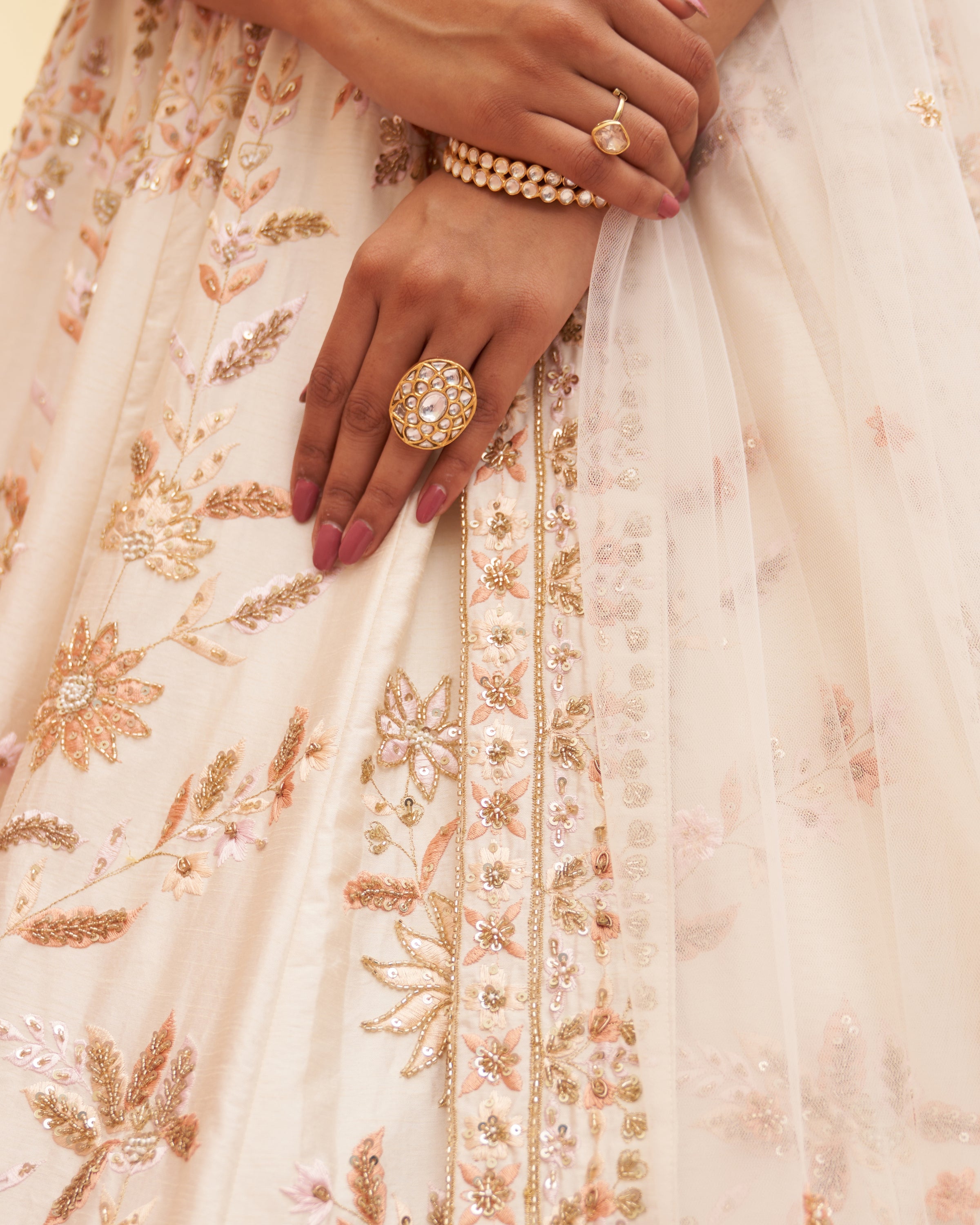Rania Ivory Raw Silk Lehenga Set