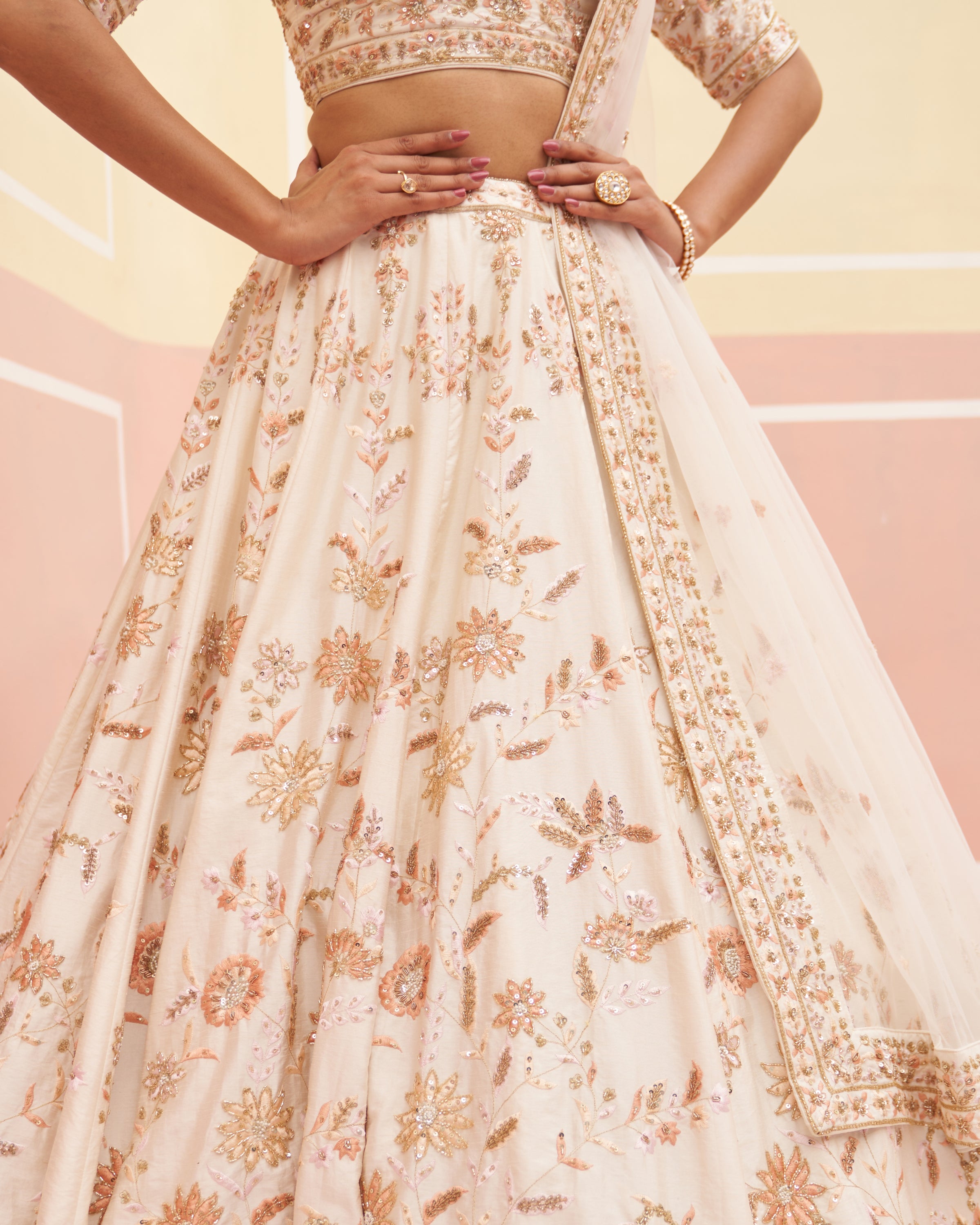 Rania Ivory Raw Silk Lehenga Set
