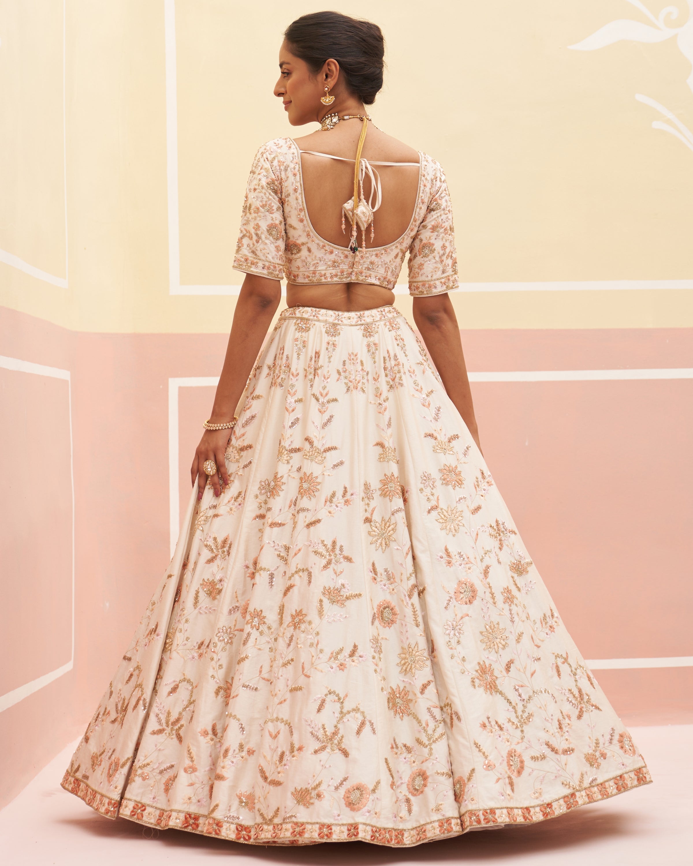 Rania Ivory Raw Silk Lehenga Set