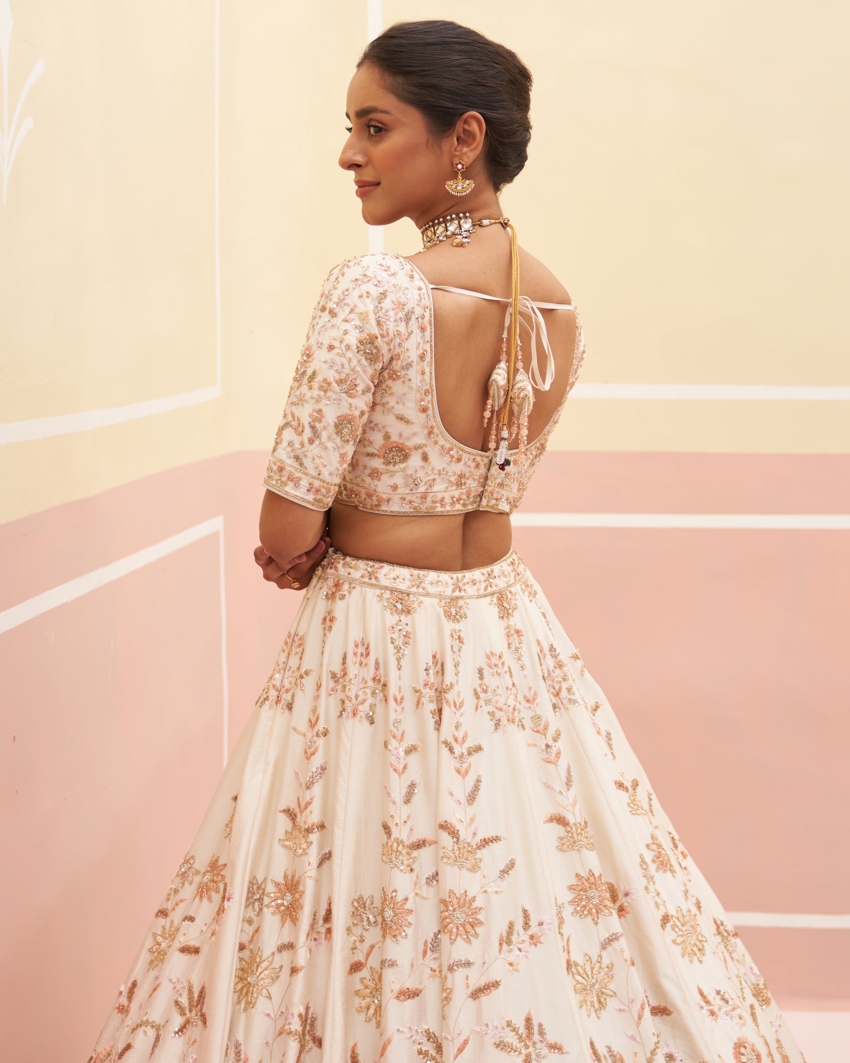 Rania Ivory Raw Silk Lehenga Set