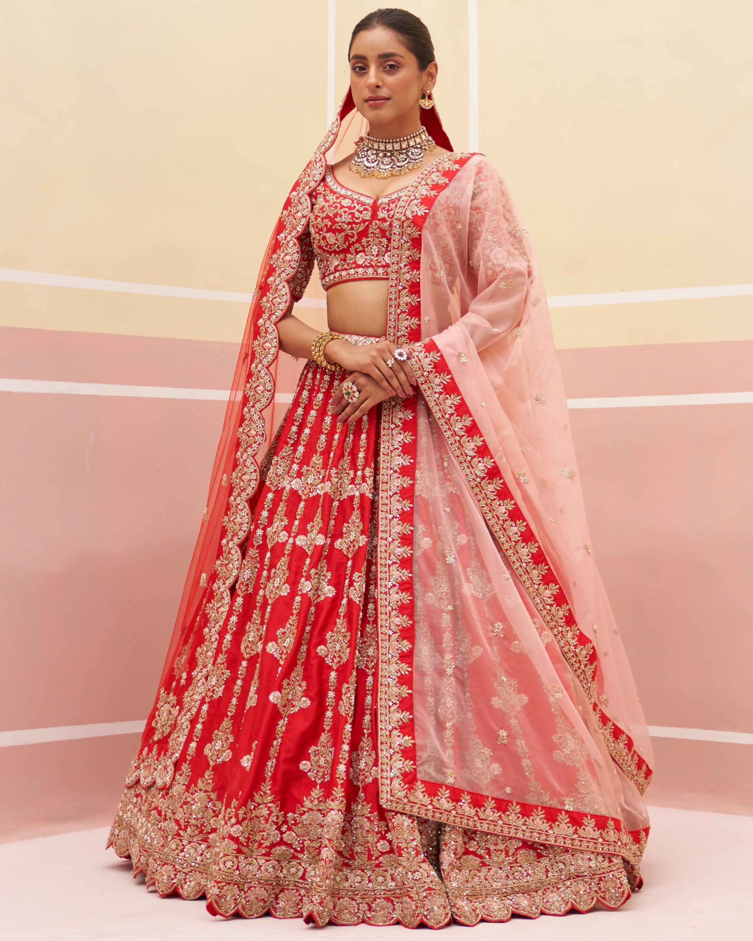 Her Highness Red Raw Silk Lehenga Set
