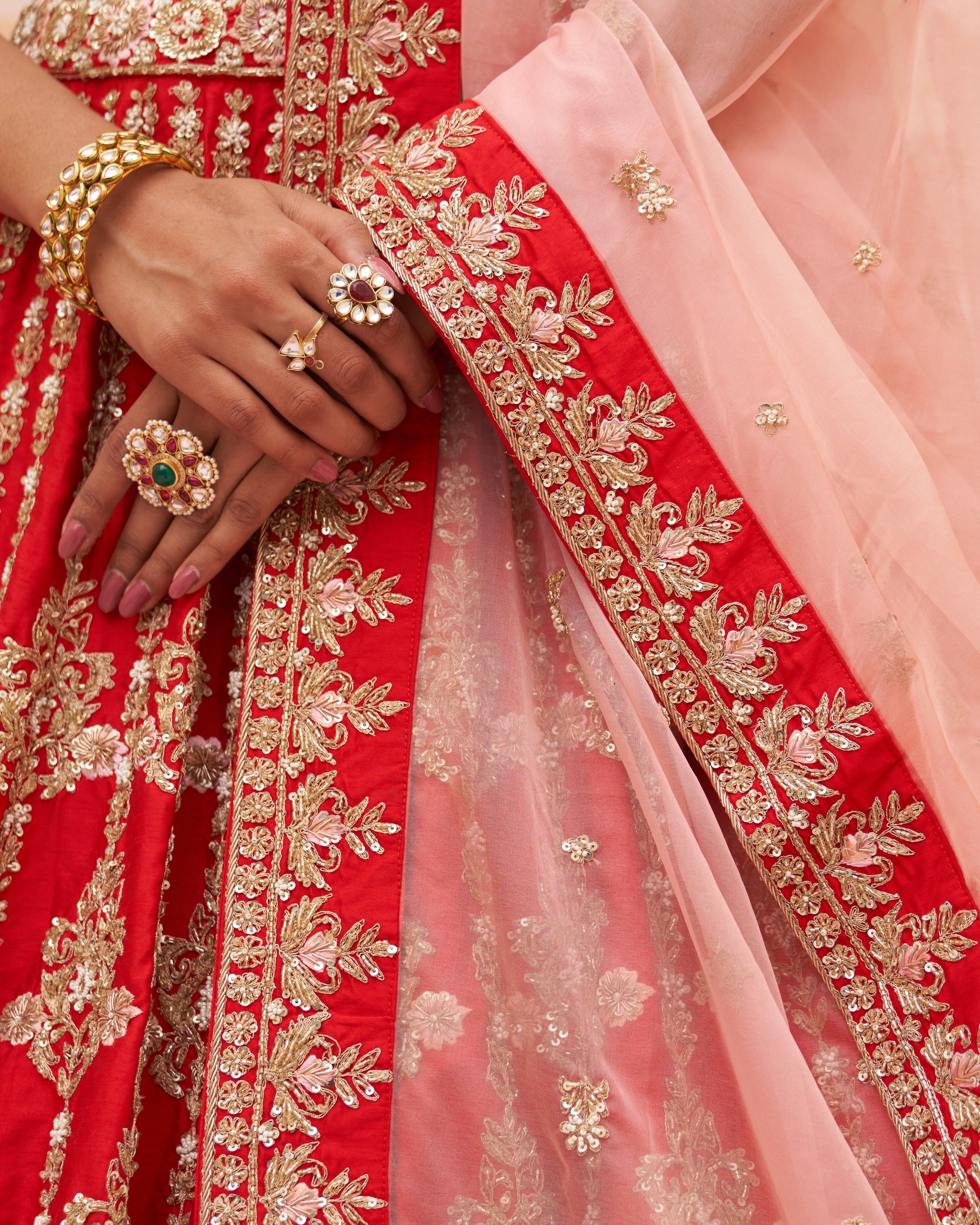 Her Highness Red Raw Silk Lehenga Set