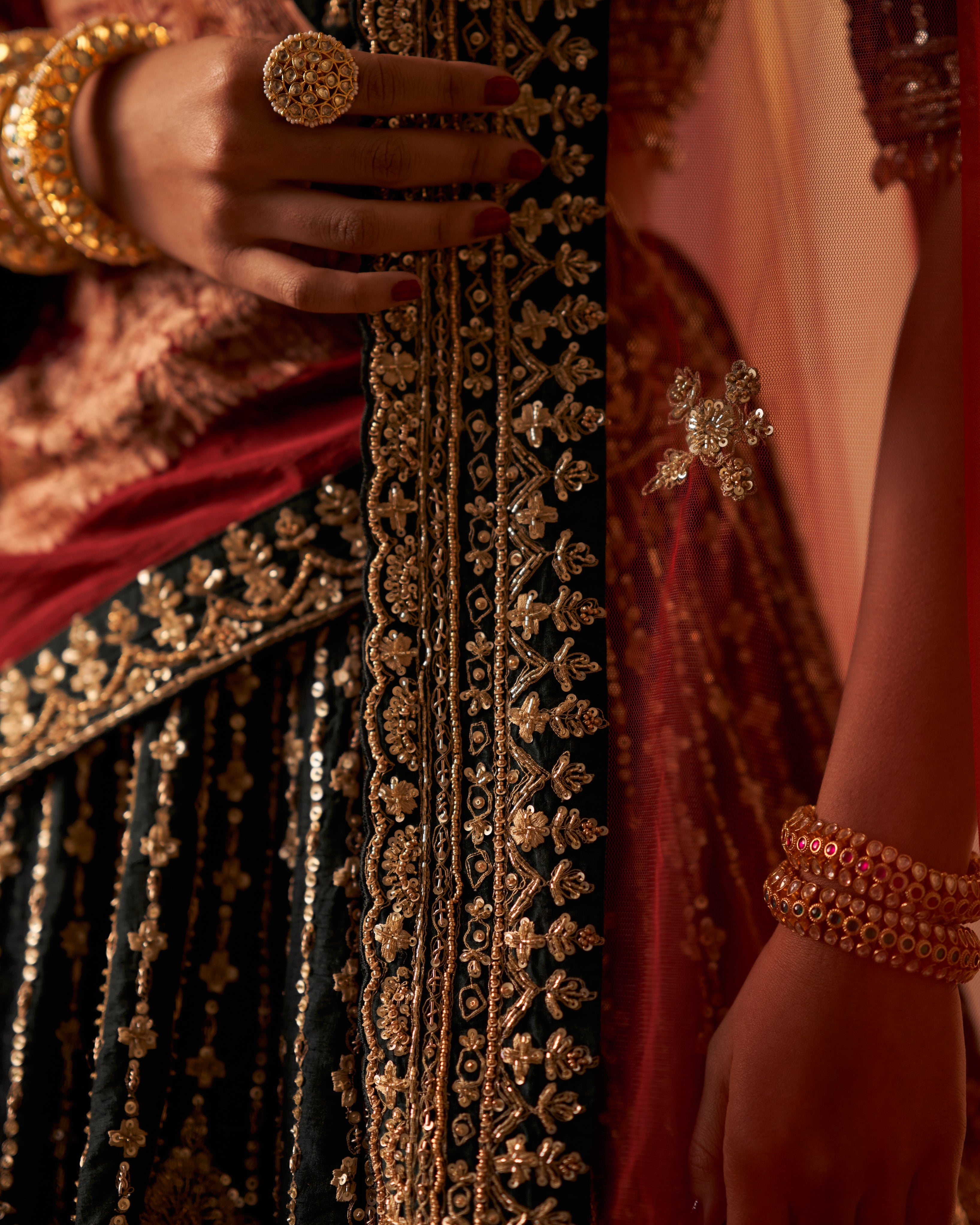 Green Raw Silk Double Dupatta Lehenga Set