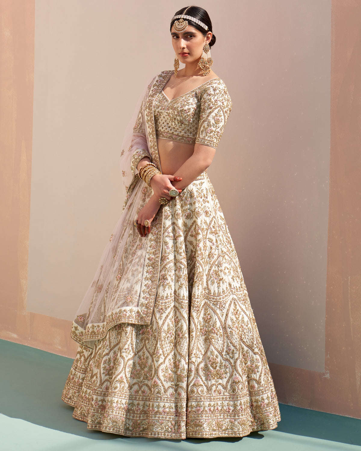 Pihu Ivory Double Dupatta Lehenga Set