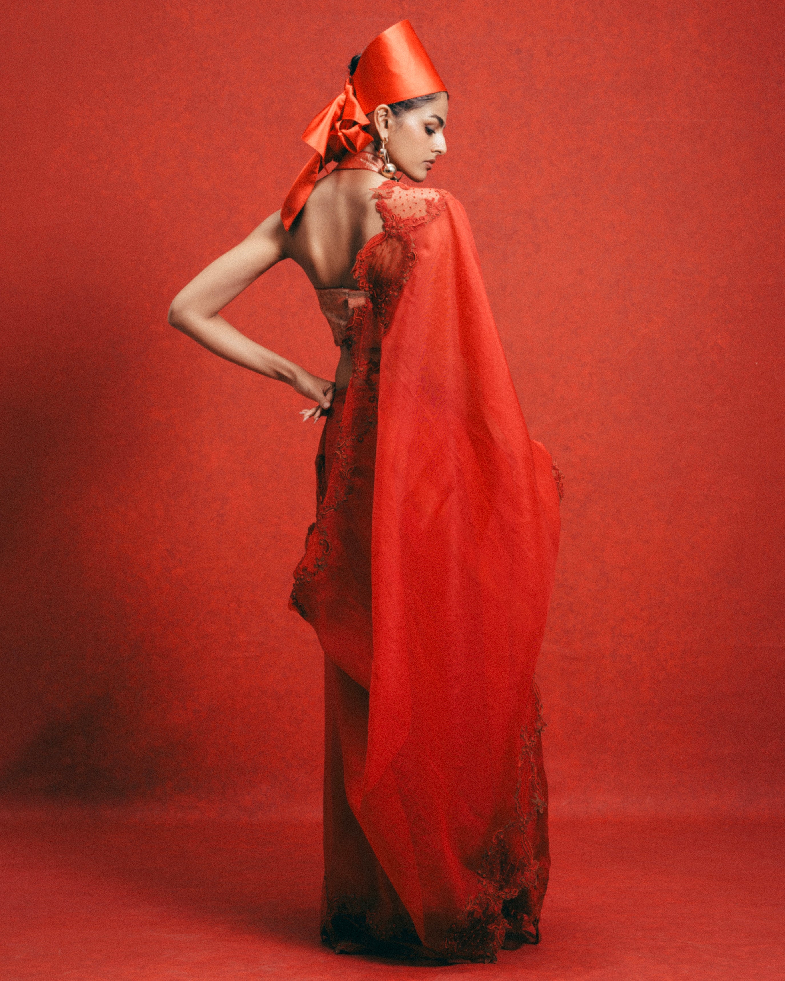 Handwoven Red Kora Banarasi Sari