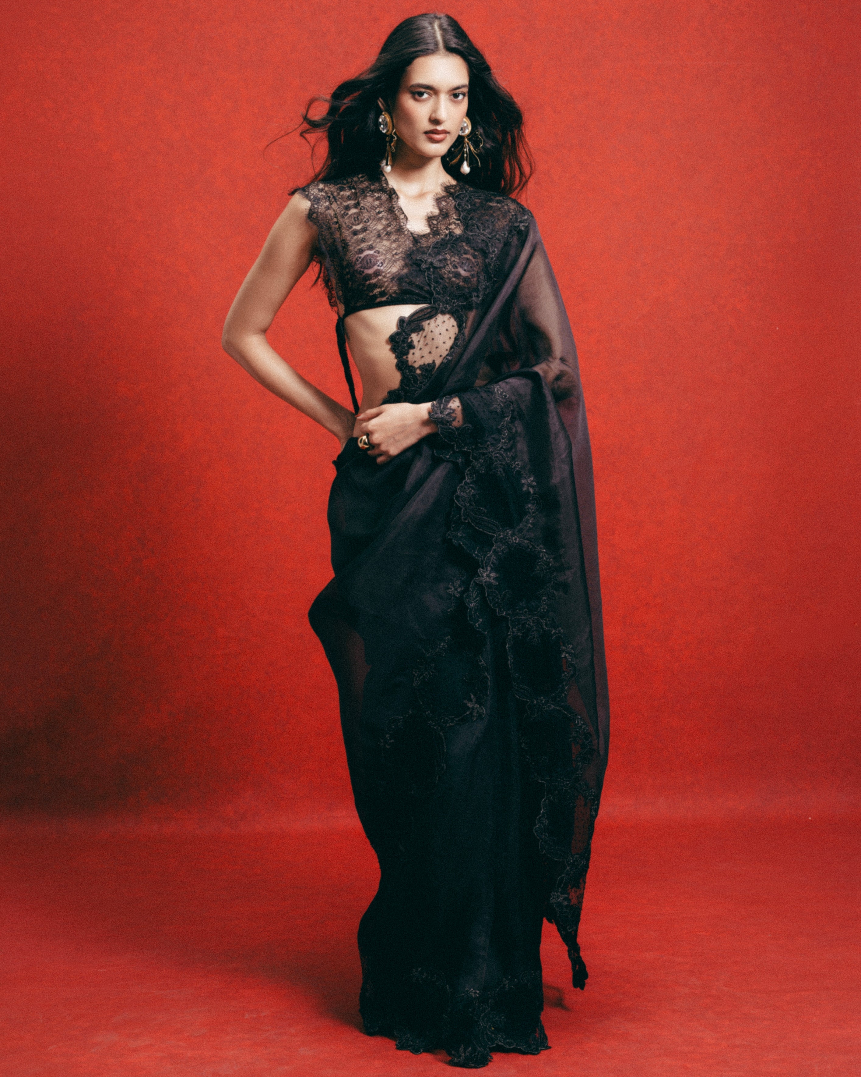 Handwoven Black Kora Banarasi Sari