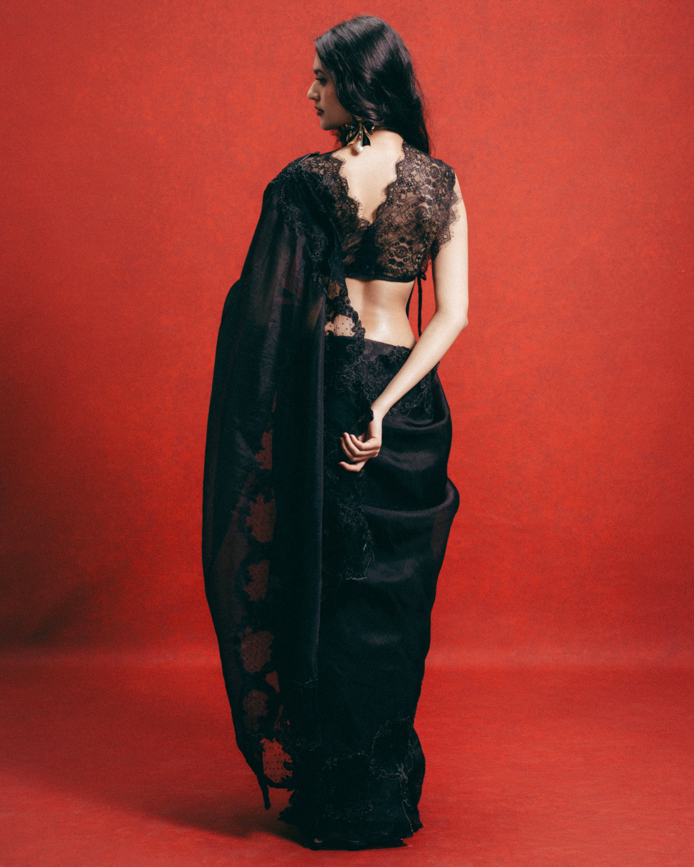 Handwoven Black Kora Banarasi Sari