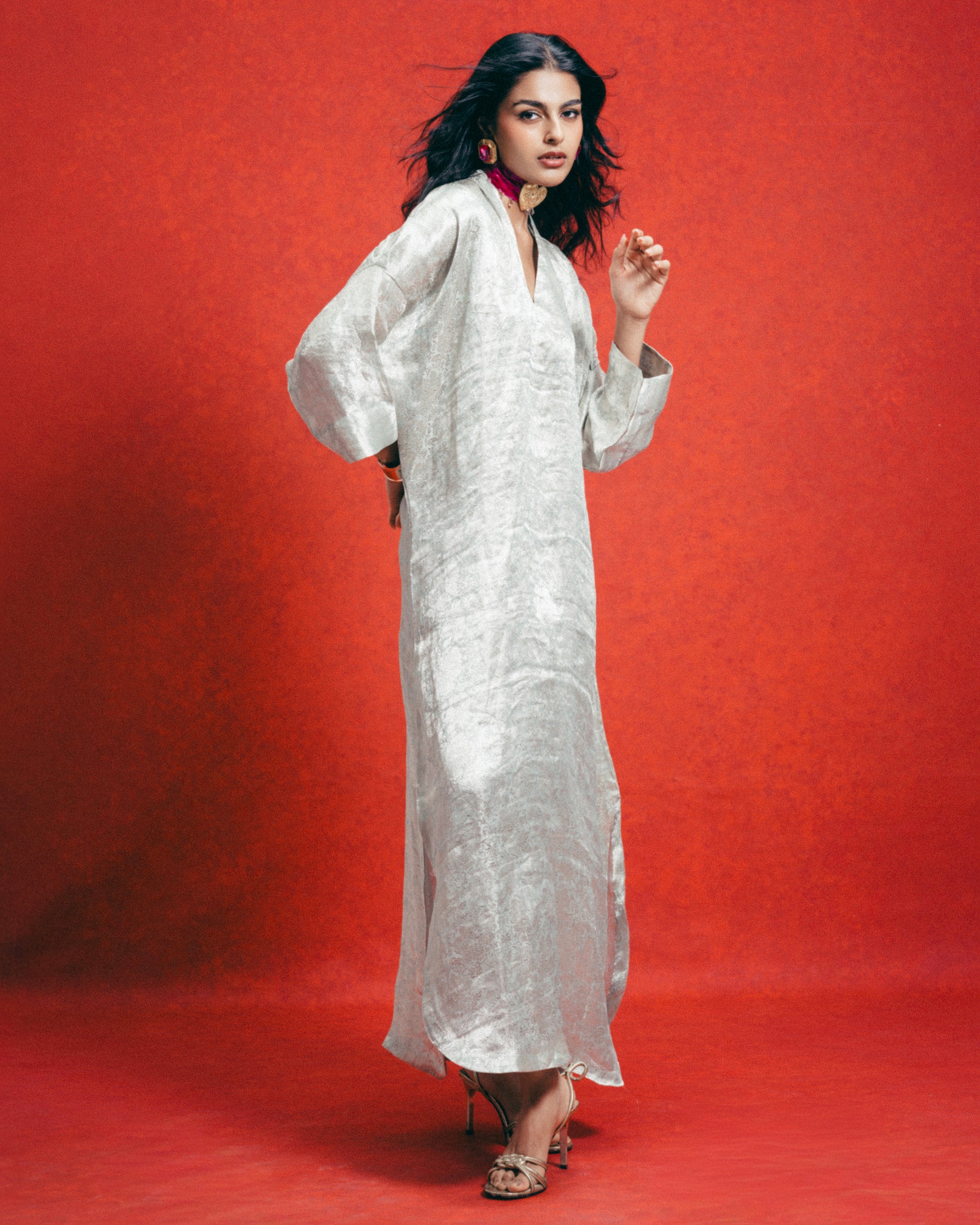 Handwoven Sea Green Banarasi Kaftan