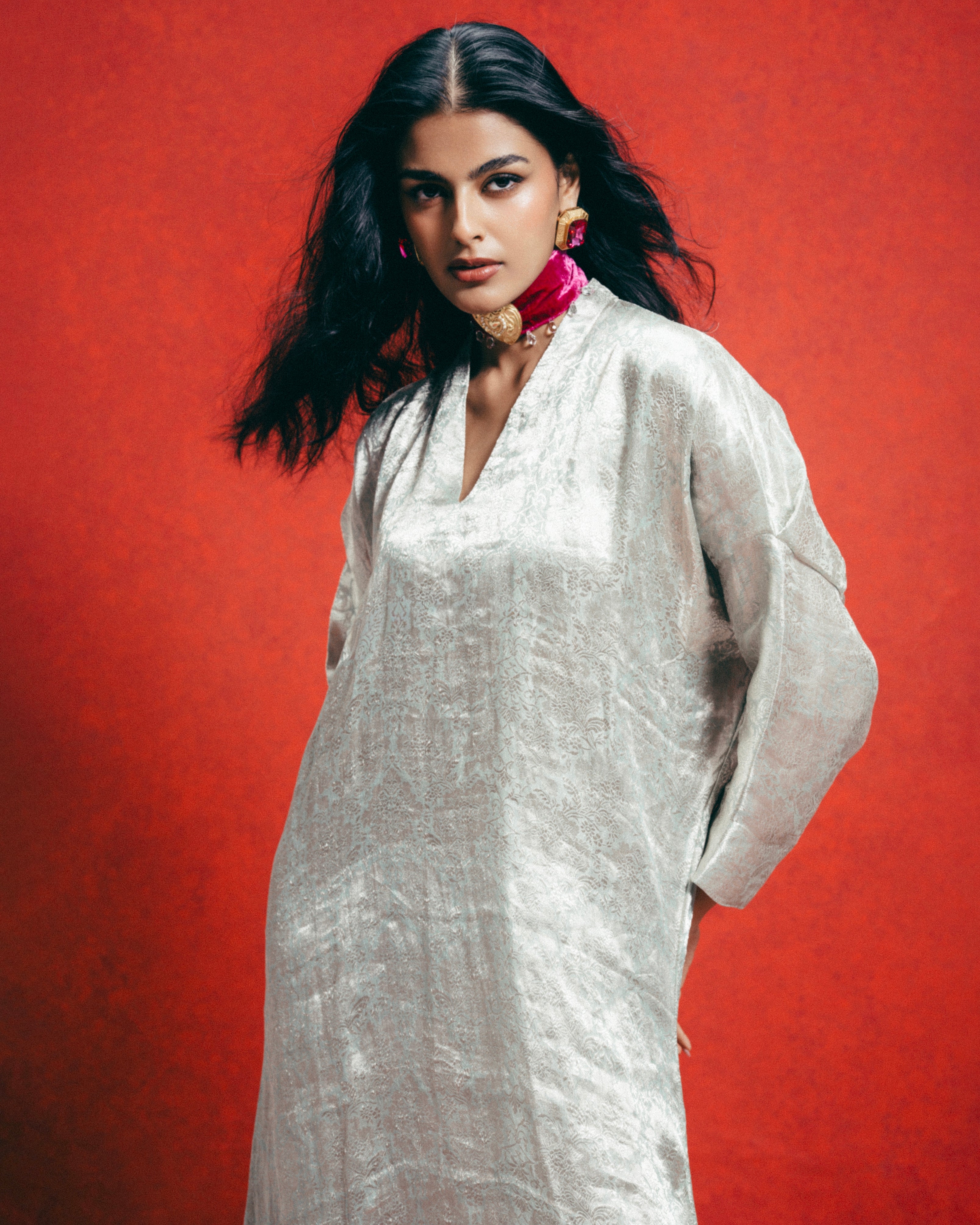 Handwoven Sea Green Banarasi Kaftan