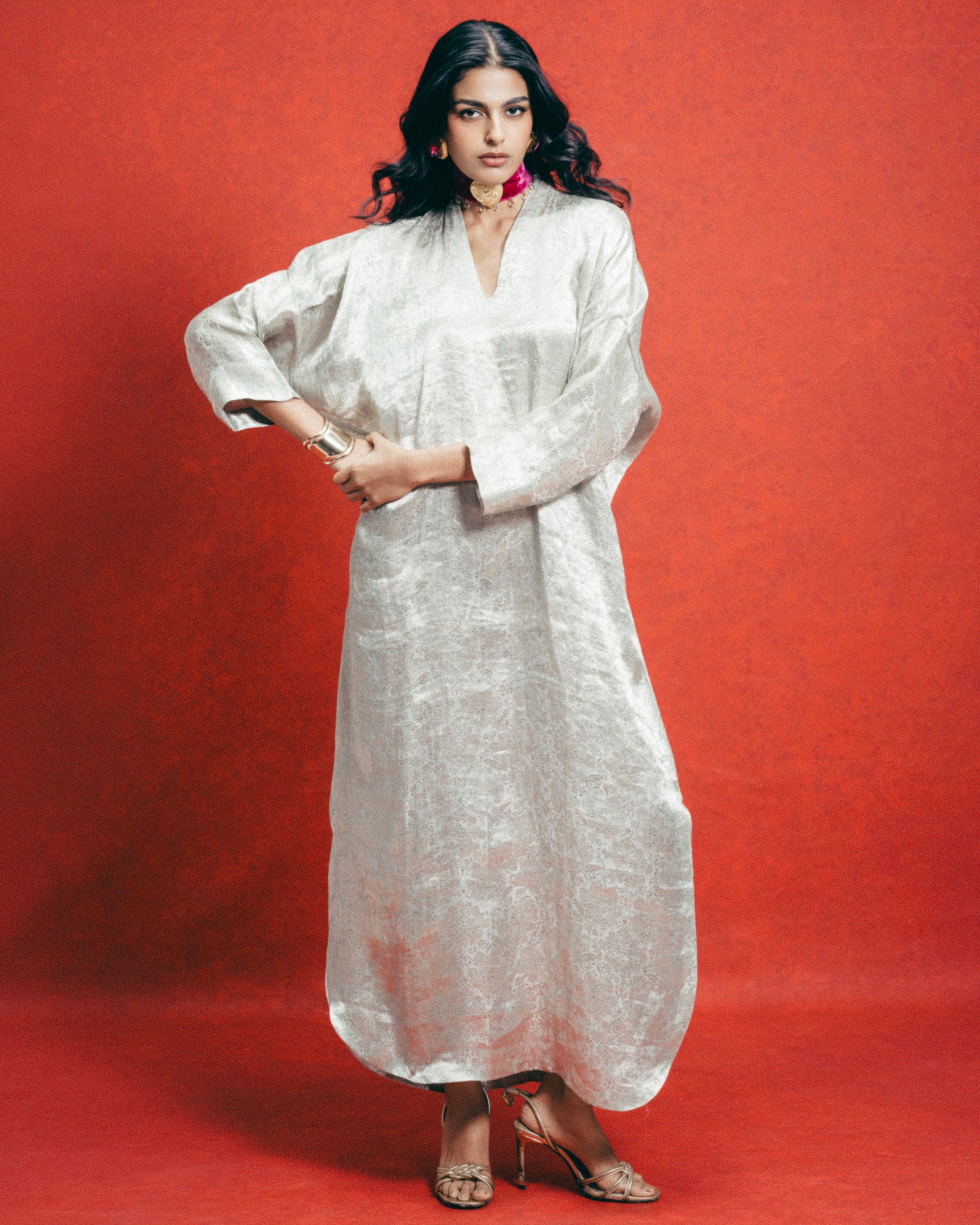 Handwoven Sea Green Banarasi Kaftan