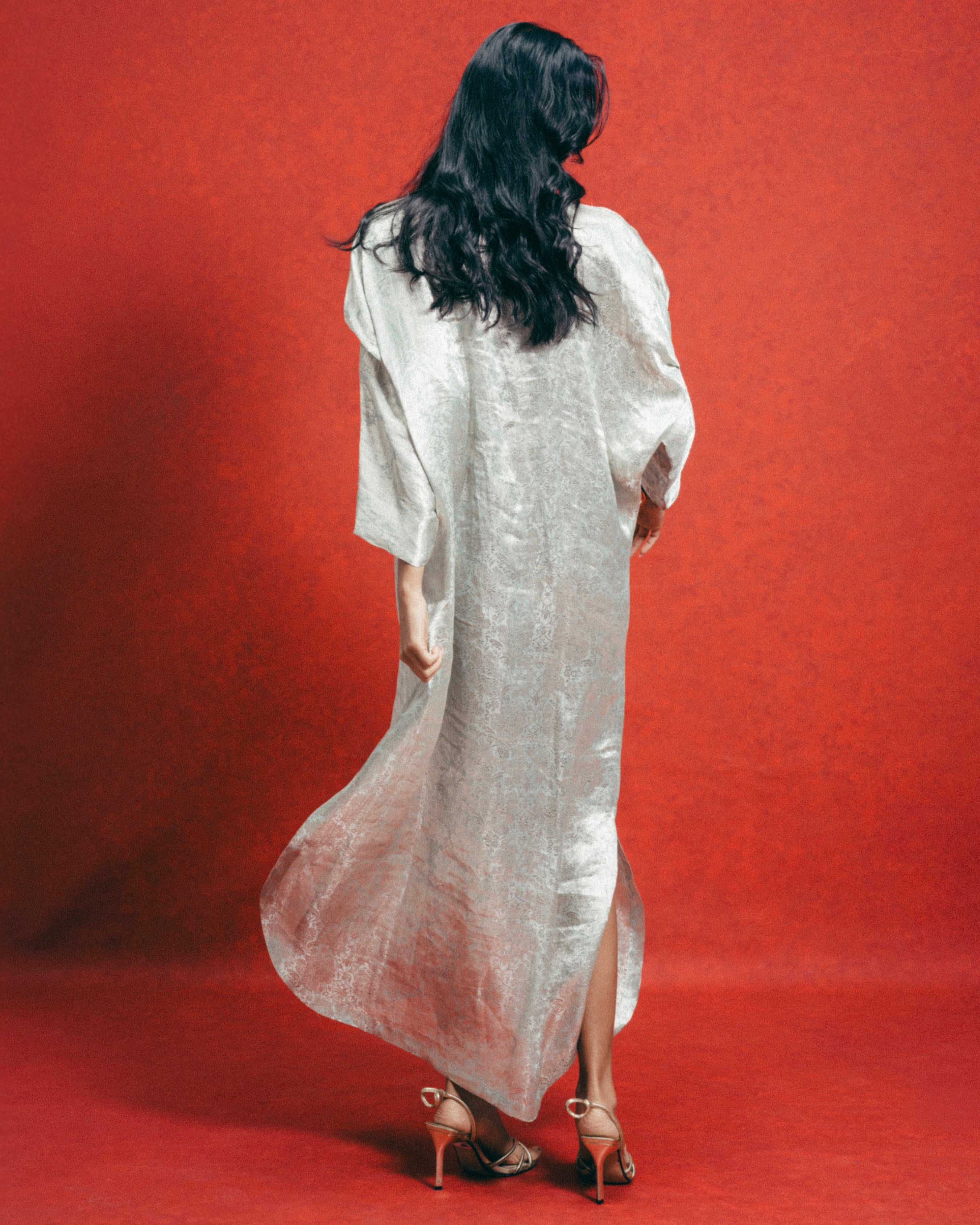 Handwoven Sea Green Banarasi Kaftan