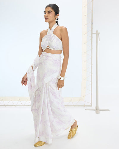 The Ruby Sari In Off-white