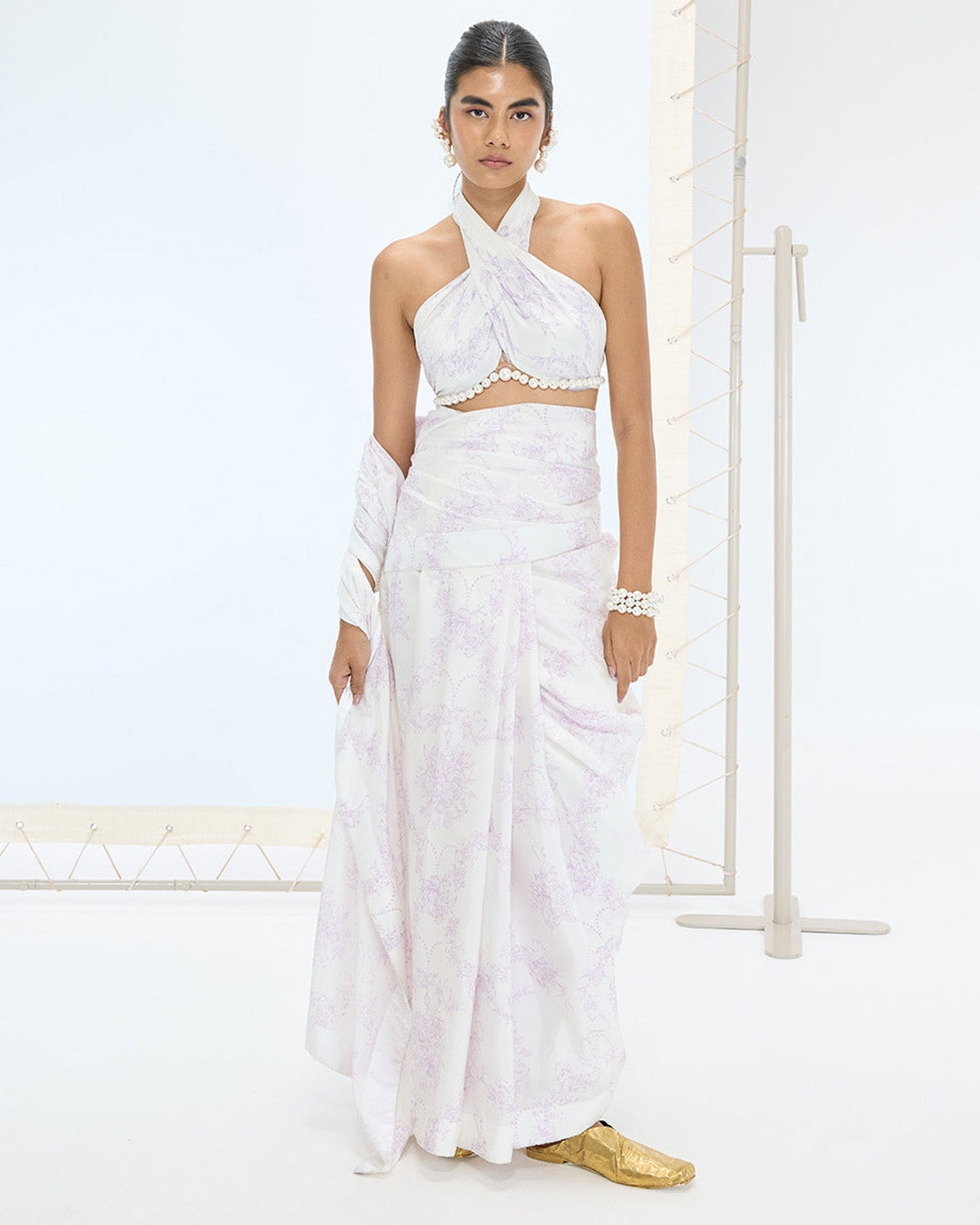The Ruby Sari In Off-white
