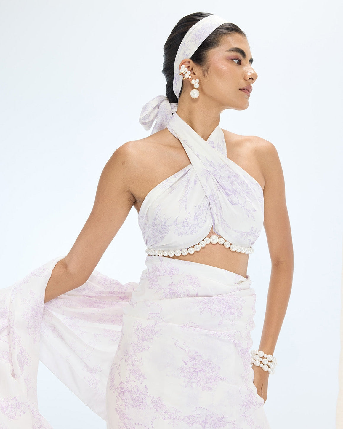 The Ruby Sari In Off-white