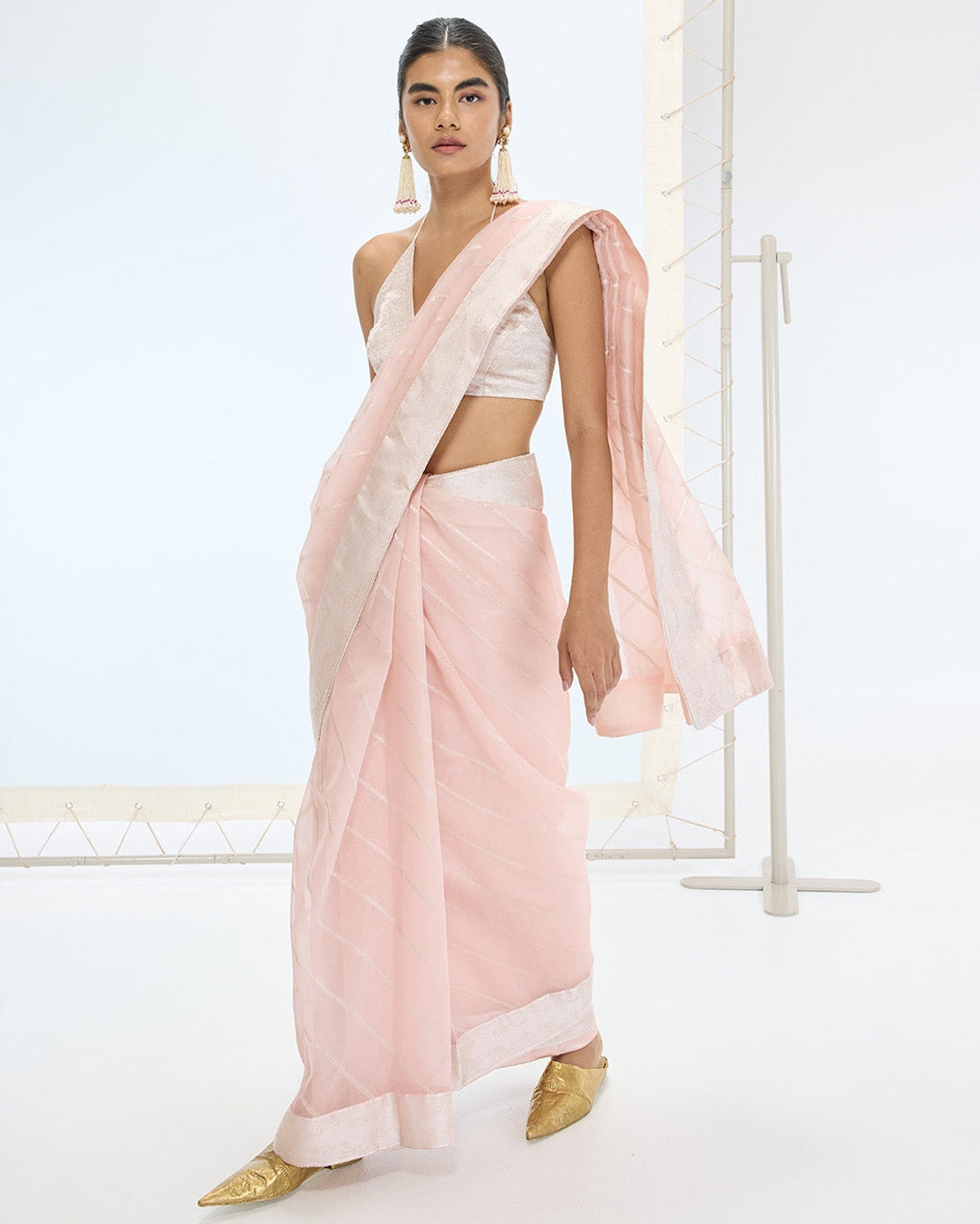 The Ivy Sari In  Peach