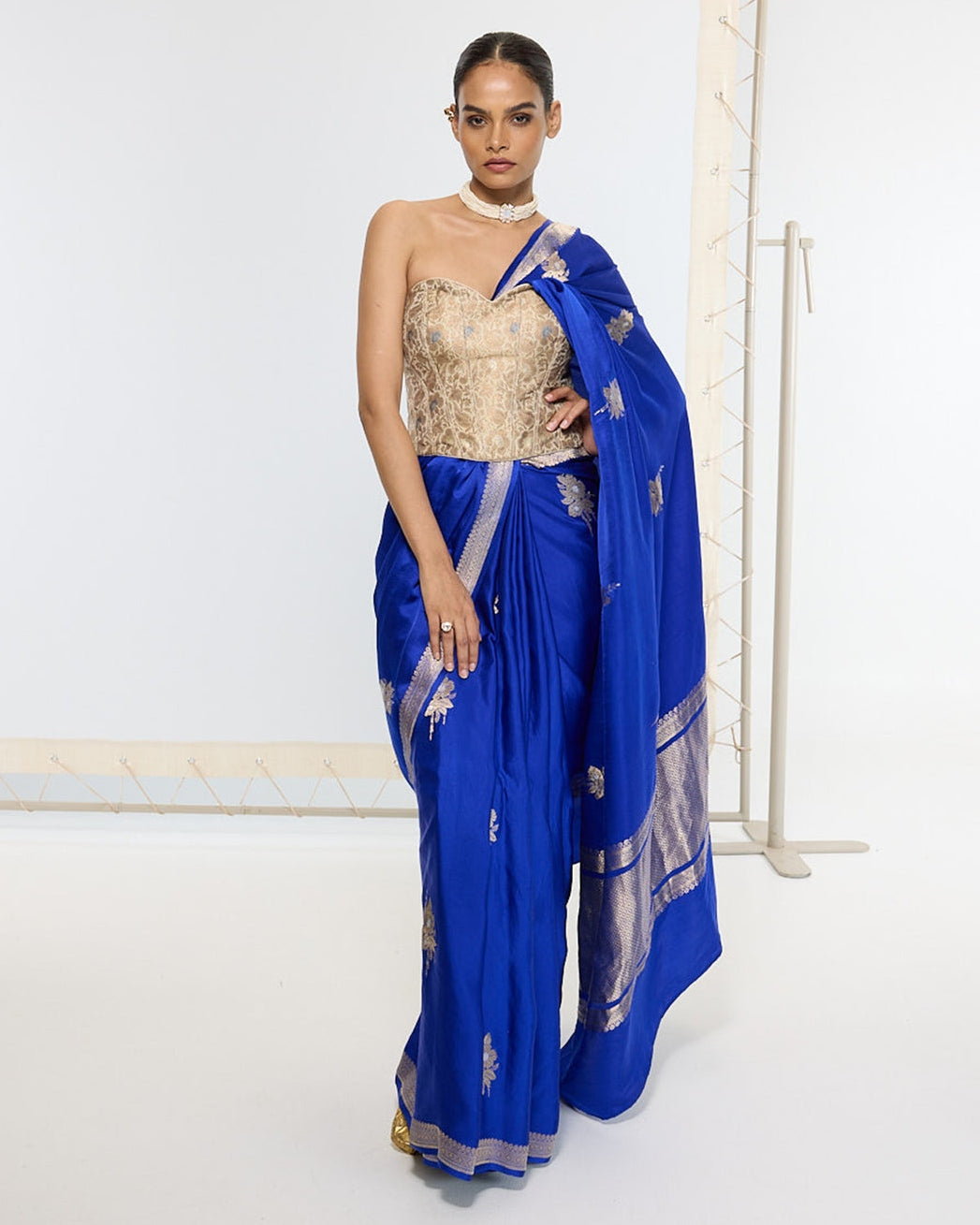 Handwoven Prussian Blue Sari