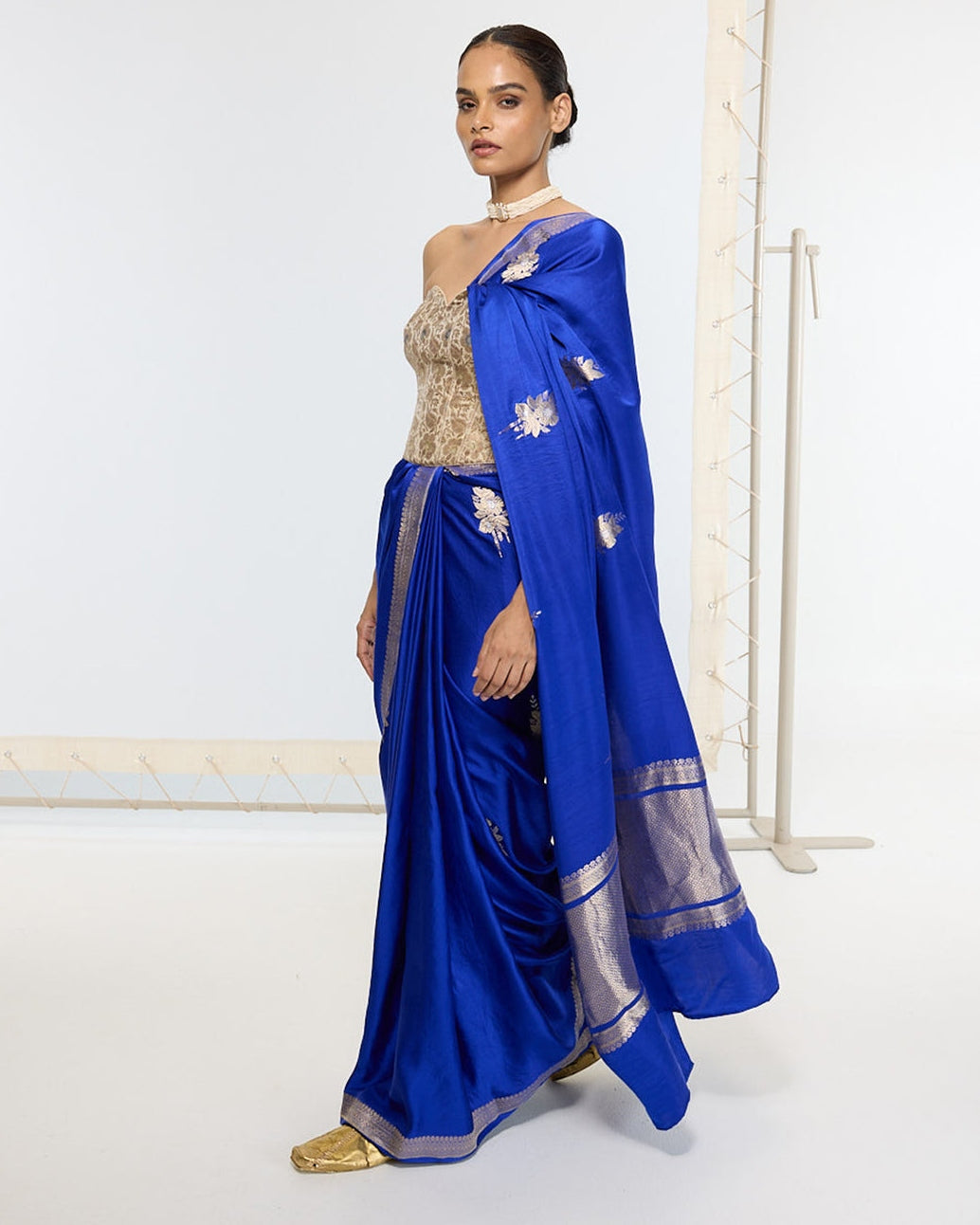 Handwoven Prussian Blue Sari