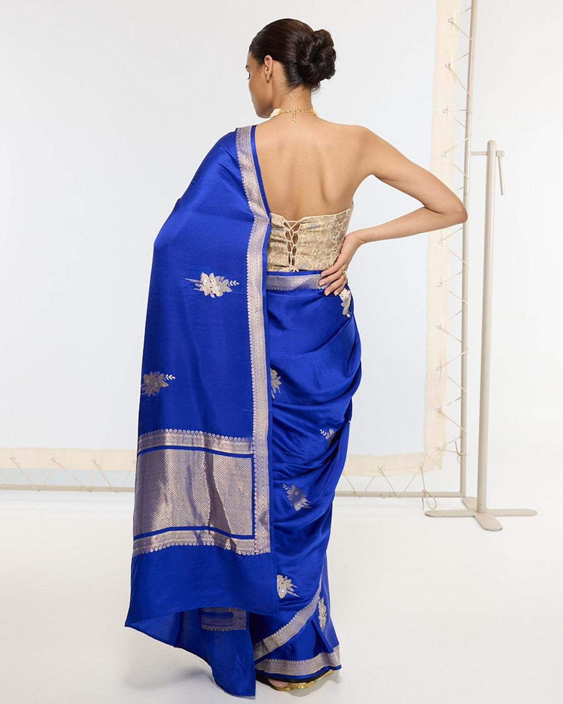 Handwoven Prussian Blue Sari