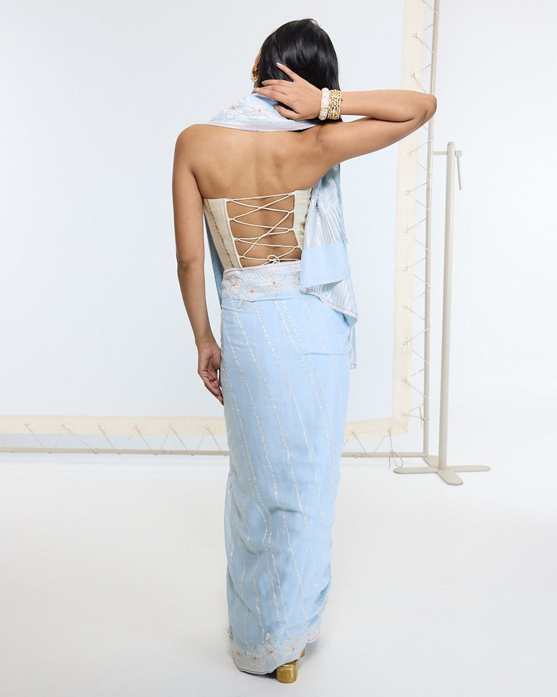 Handwoven Sky Blue Sari