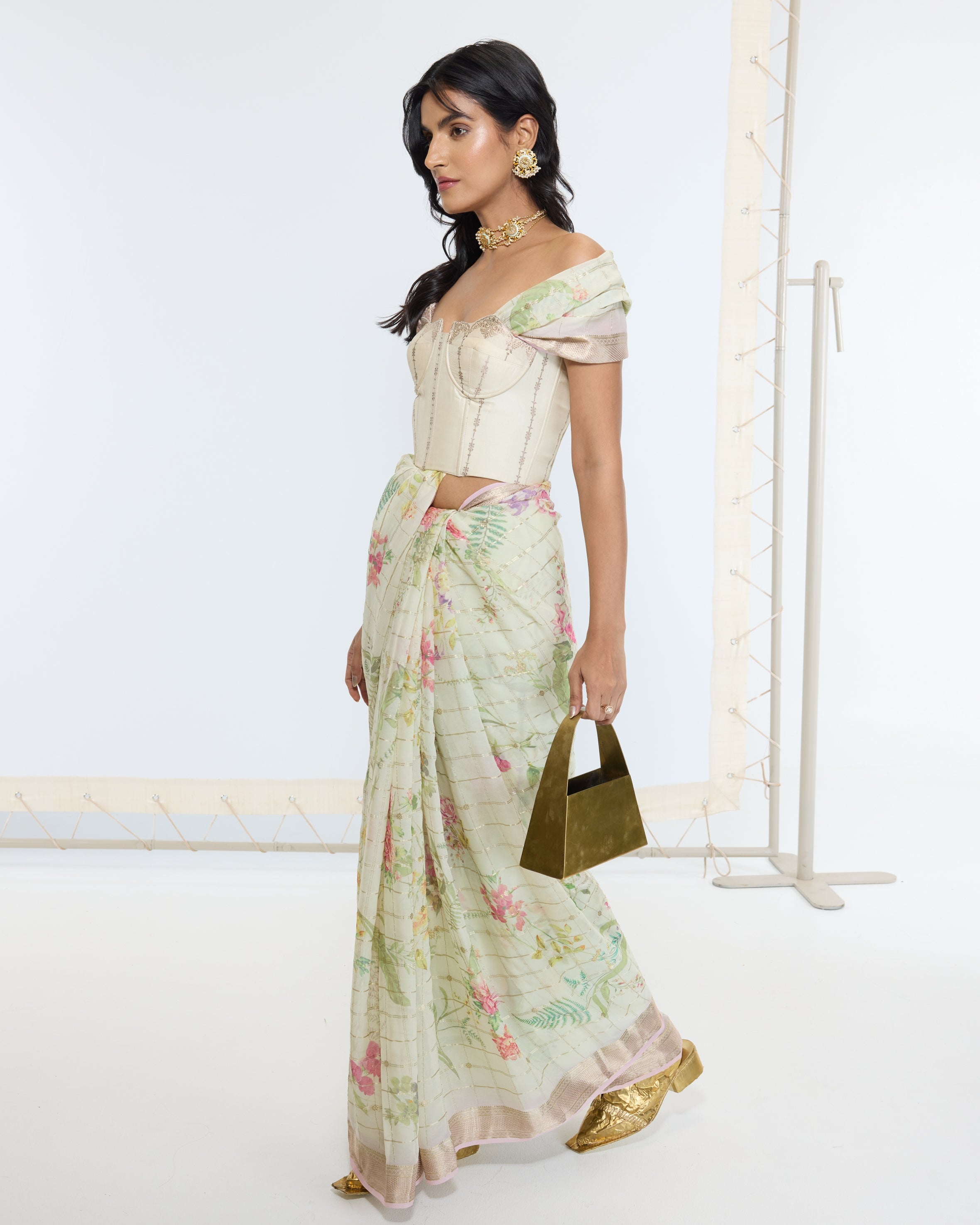 Handwoven Pistachio Green Printed Sari