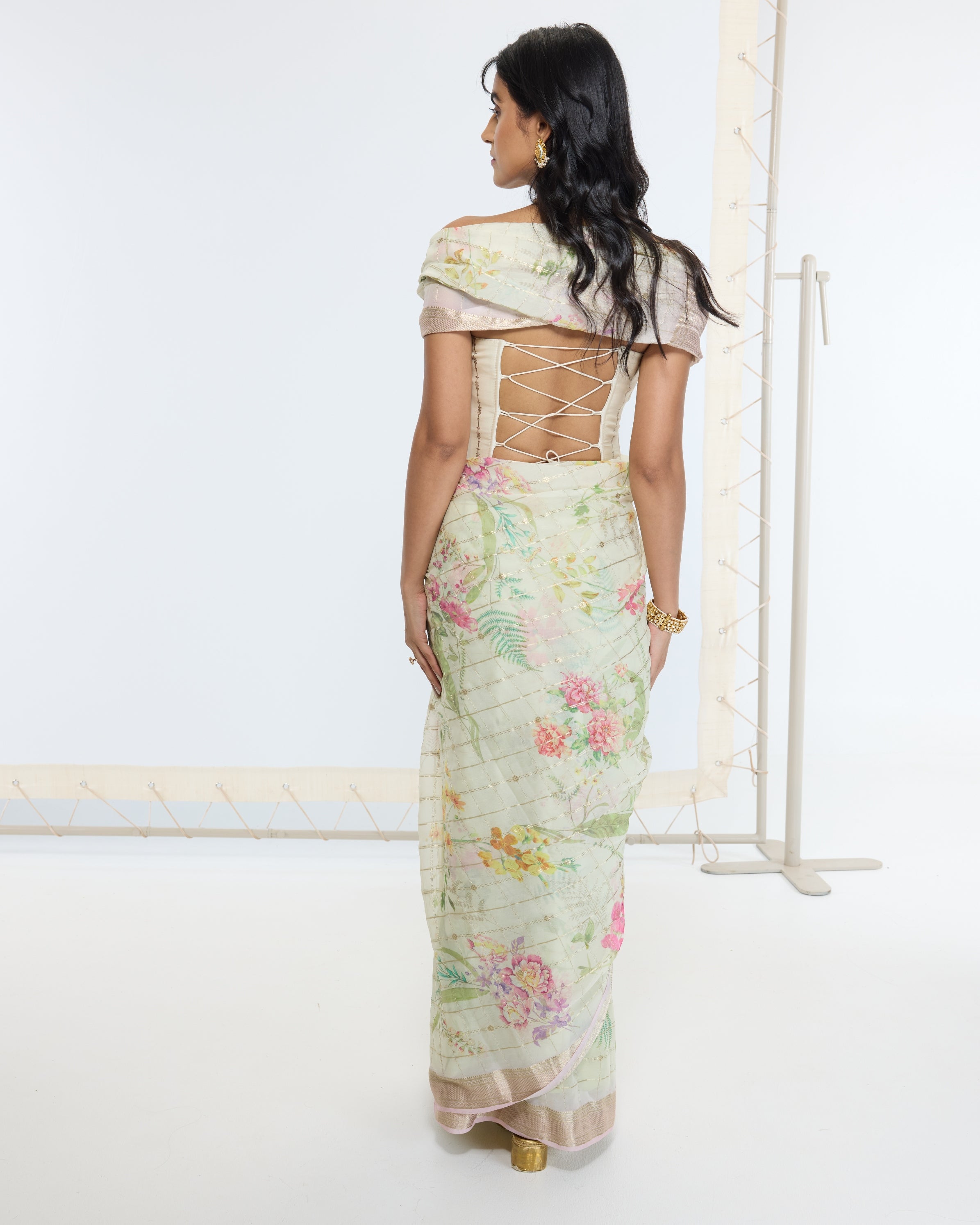 Handwoven Pistachio Green Printed Sari