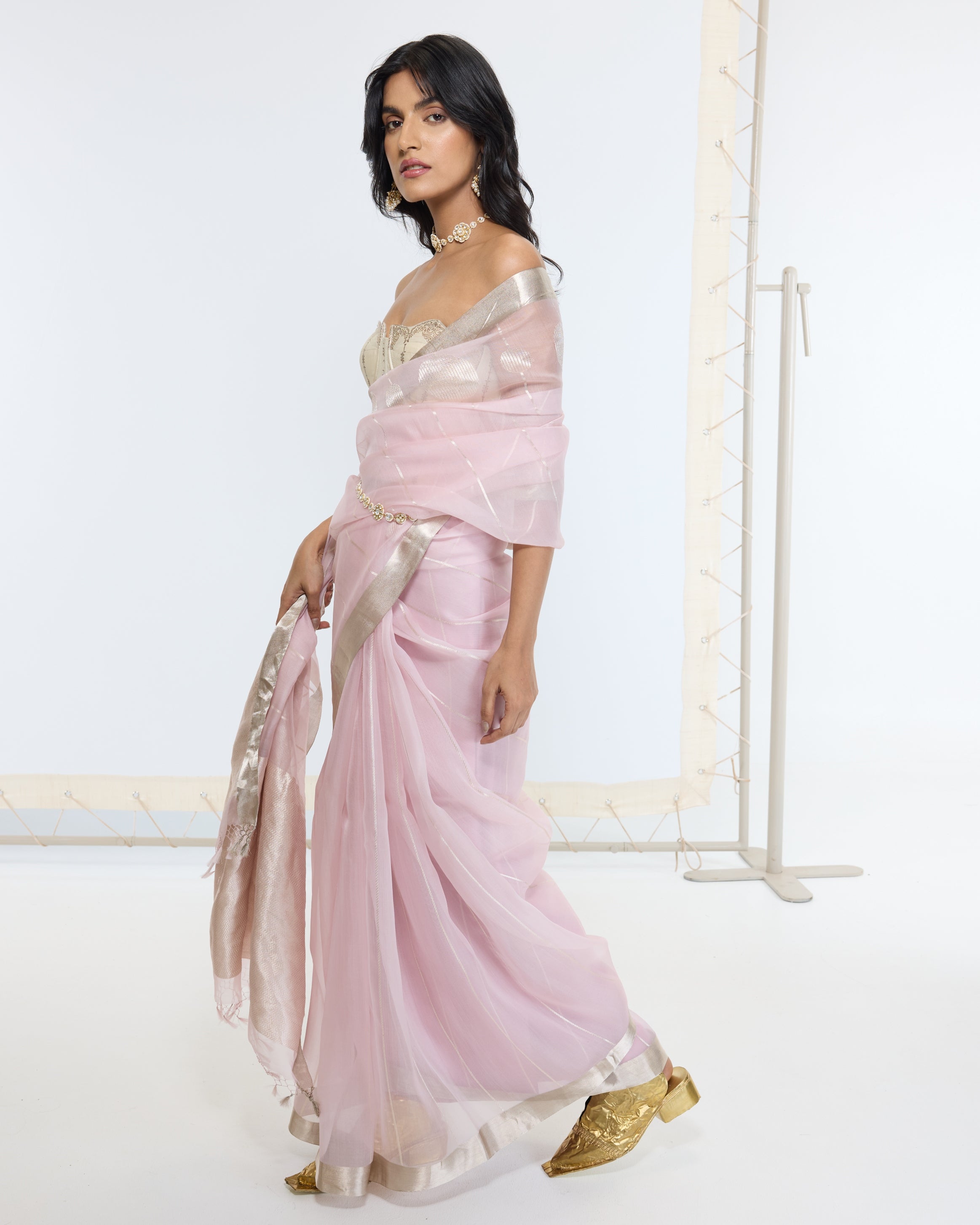 Handwoven Lavendar Rose Sari