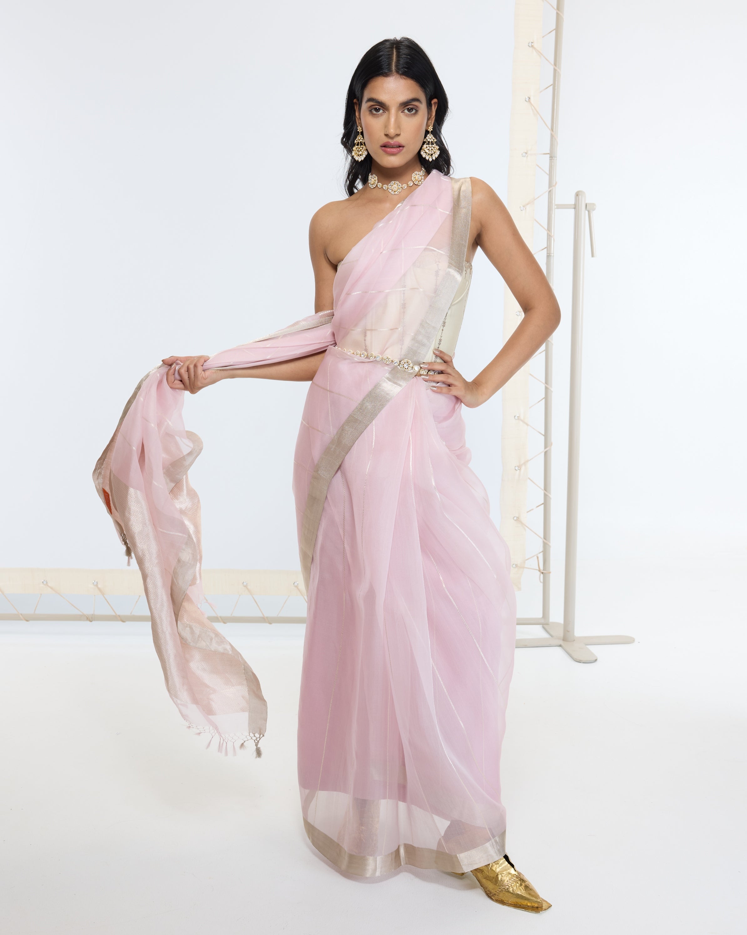 Handwoven Lavendar Rose Sari