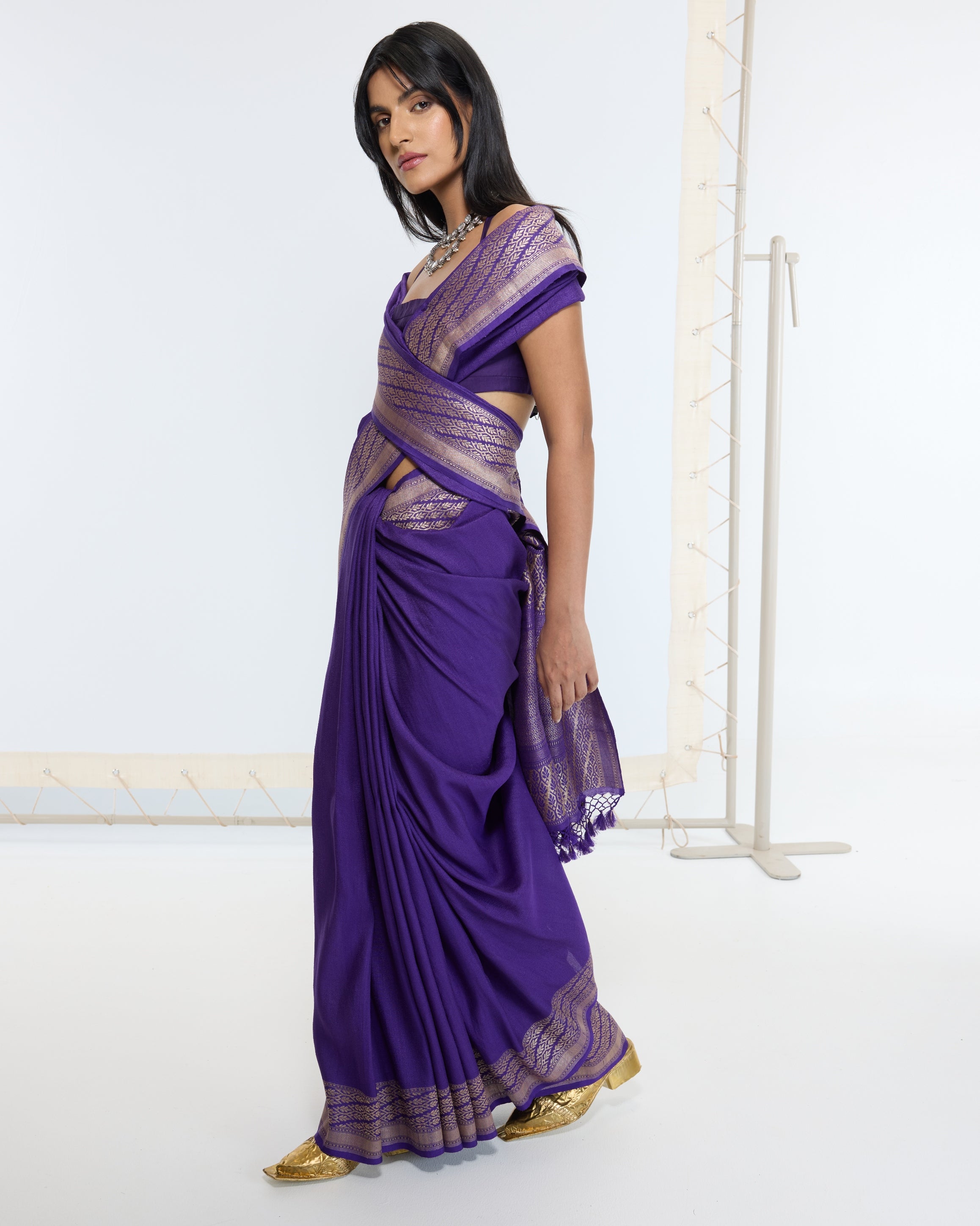 Handwoven Deep Purple Sari
