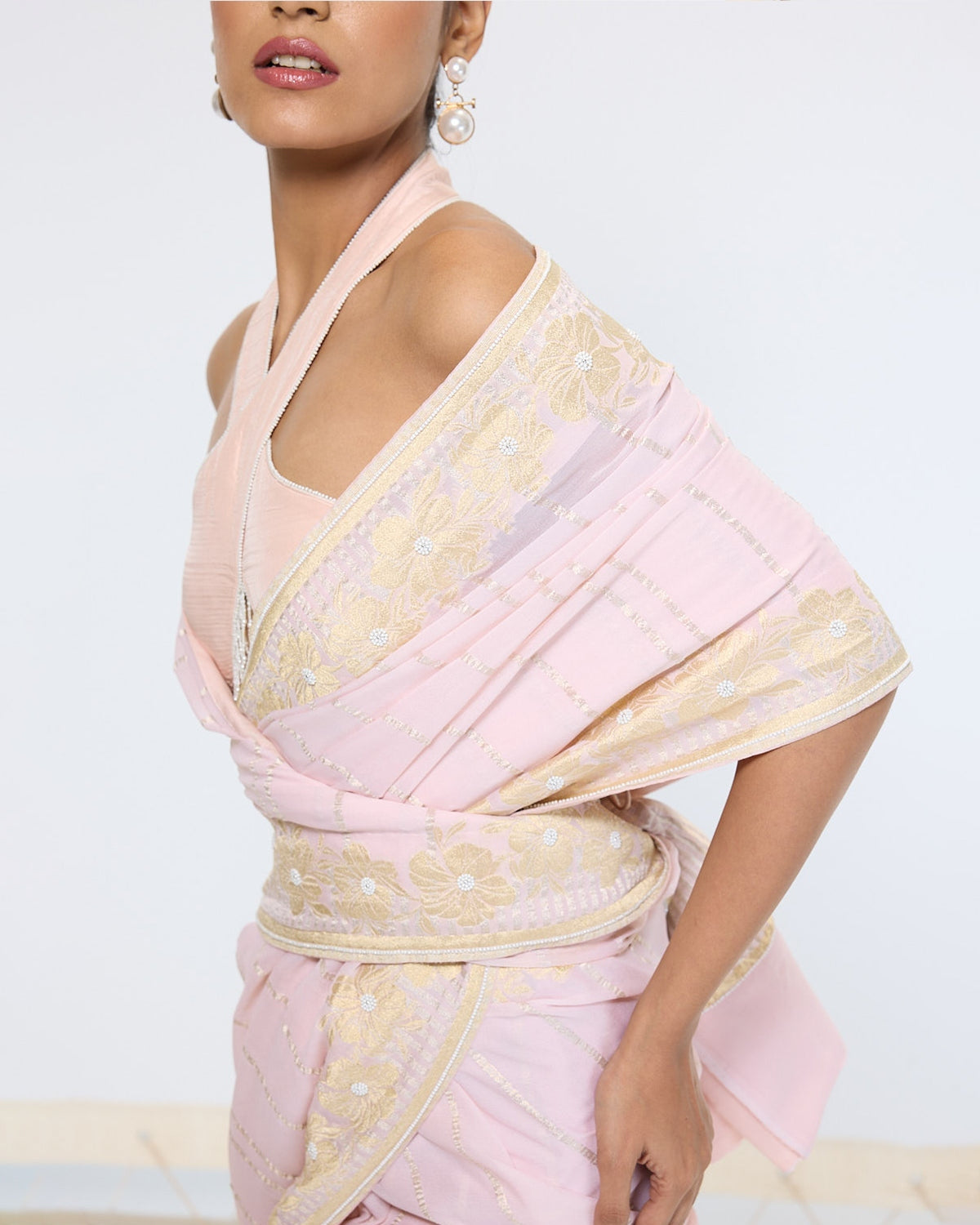 Handwoven Dusty Peach Sari