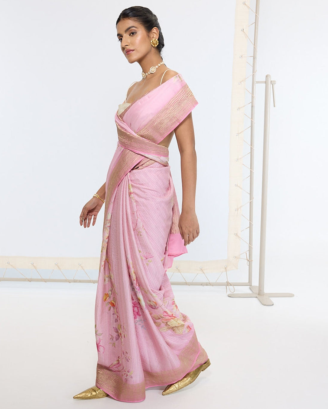 Handwoven Candy Pink Printed Sari