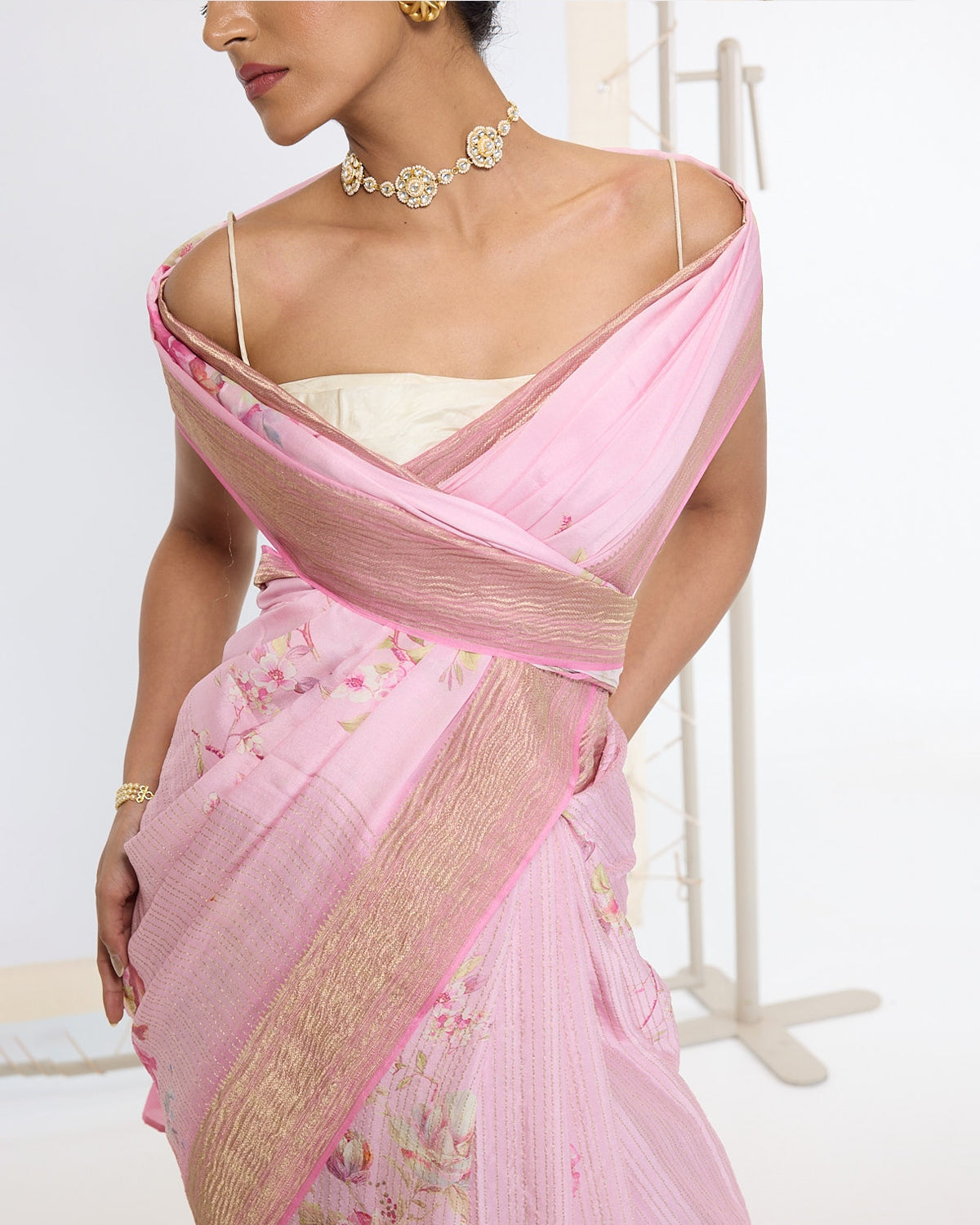 Handwoven Candy Pink Printed Sari