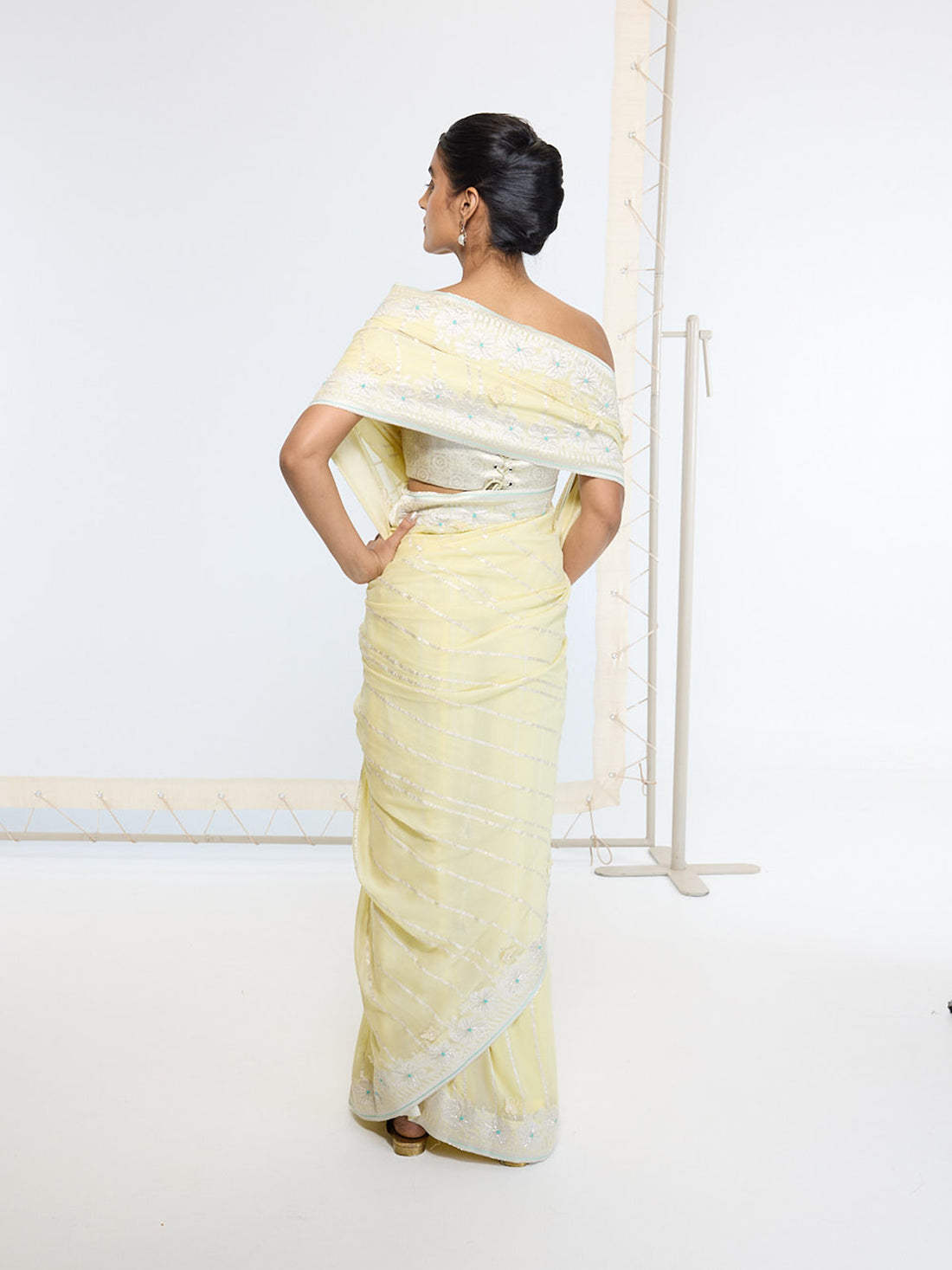 Handwoven Lemon Yellow Sari
