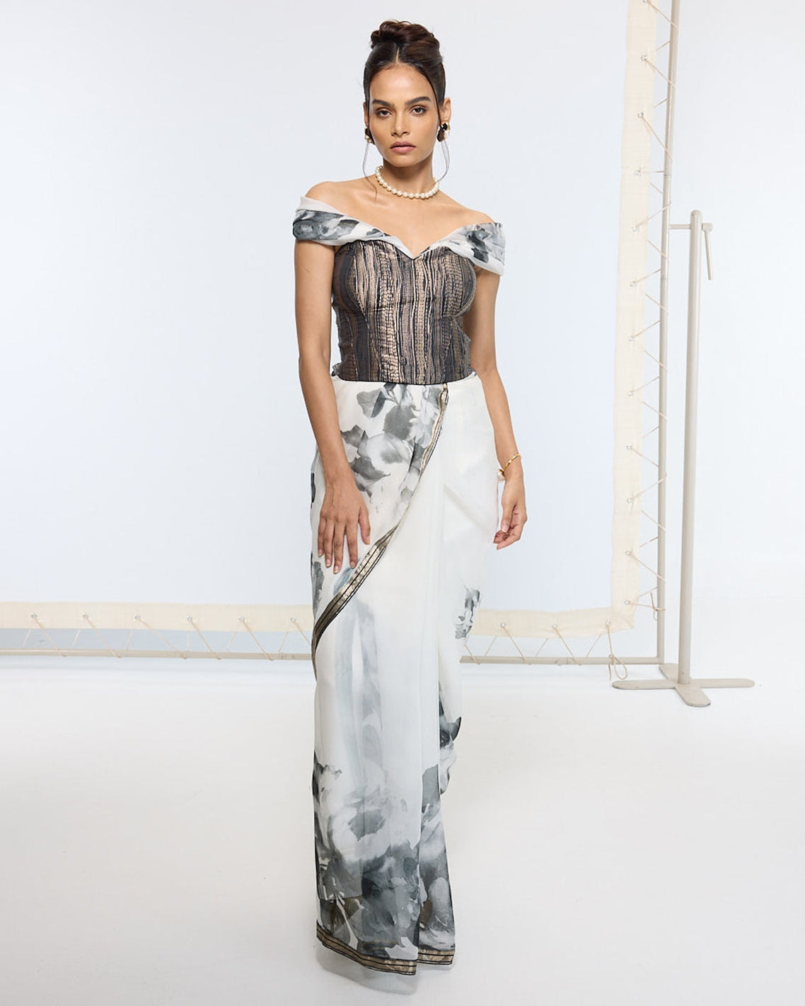 Handwoven Black Printed Sari