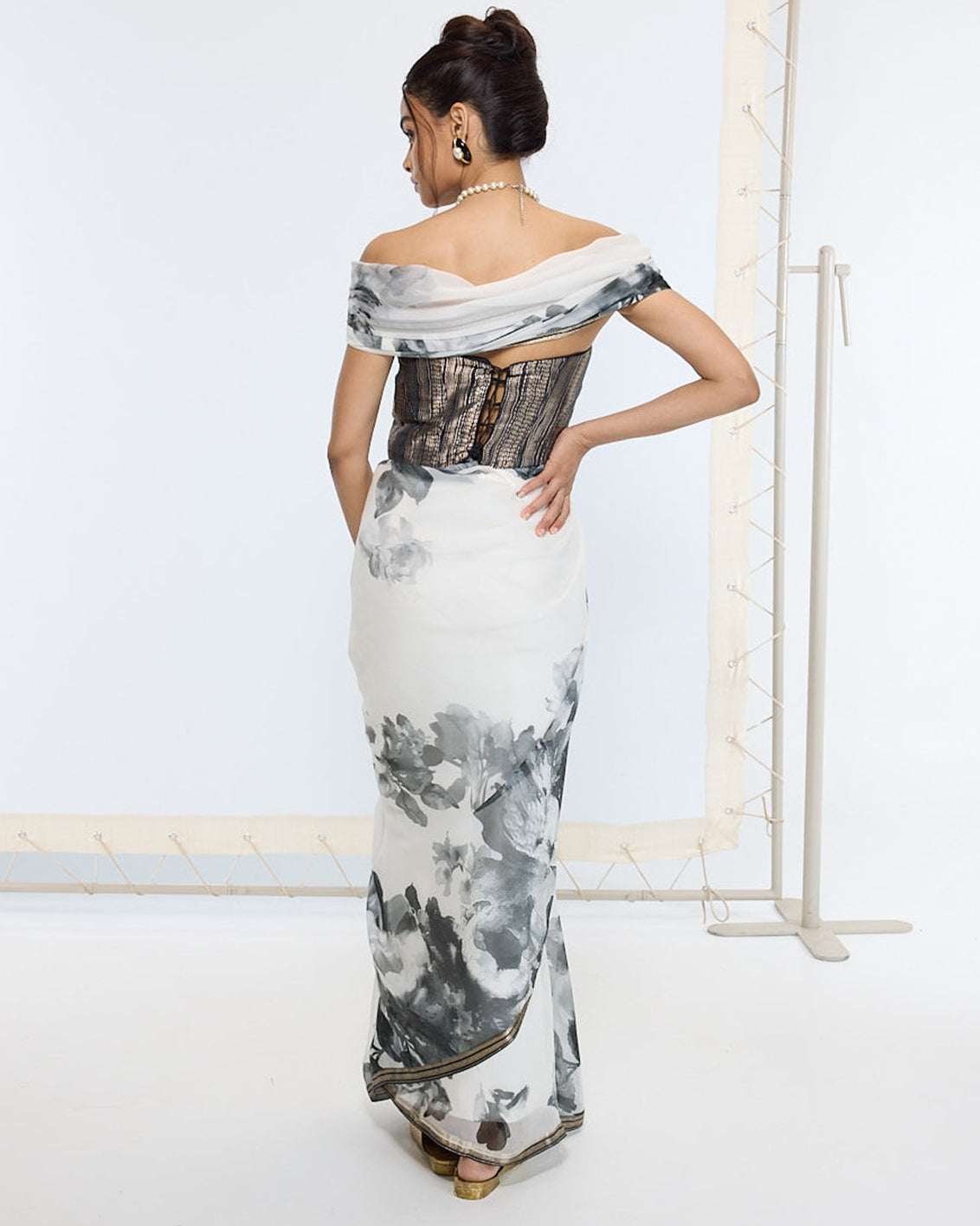 Handwoven Black Printed Sari