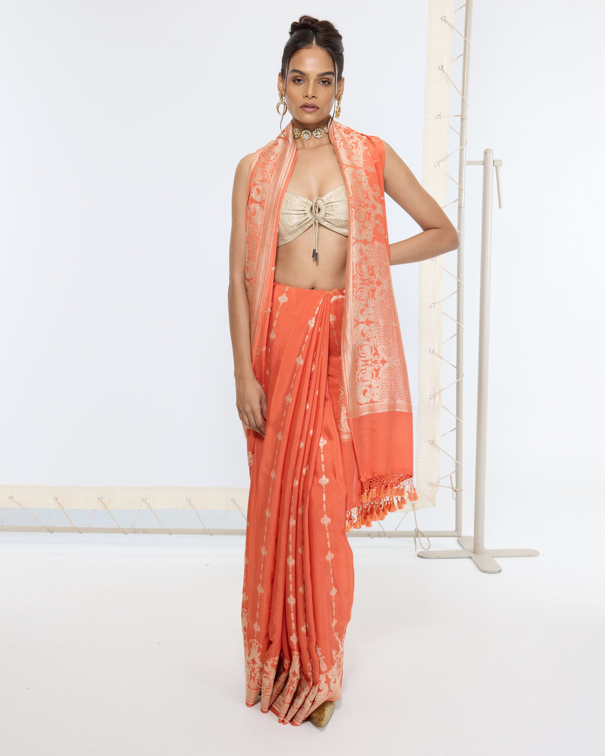 Handwoven Rusty Orange Sari